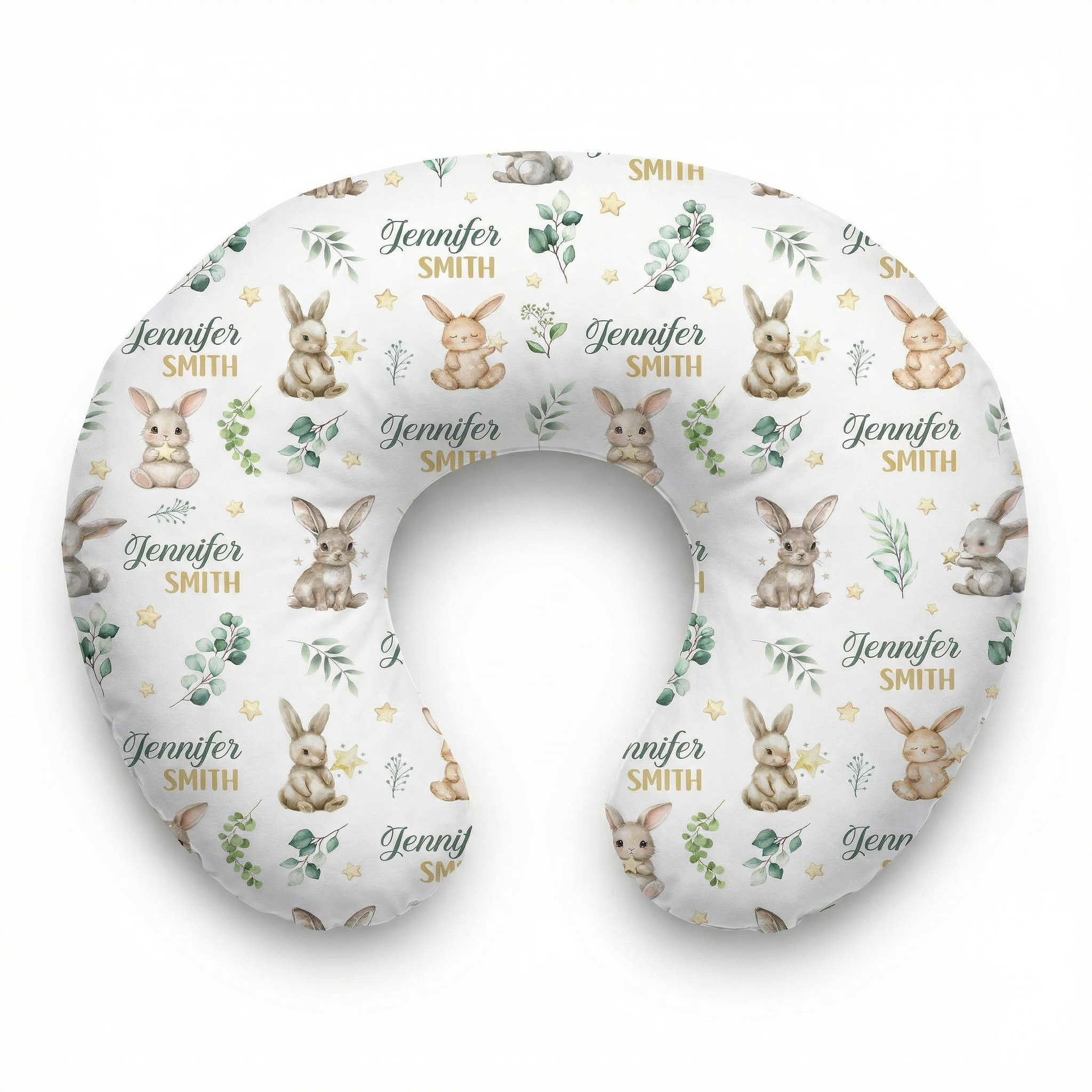 Personalized Nursing Pillow in Bunny Garden