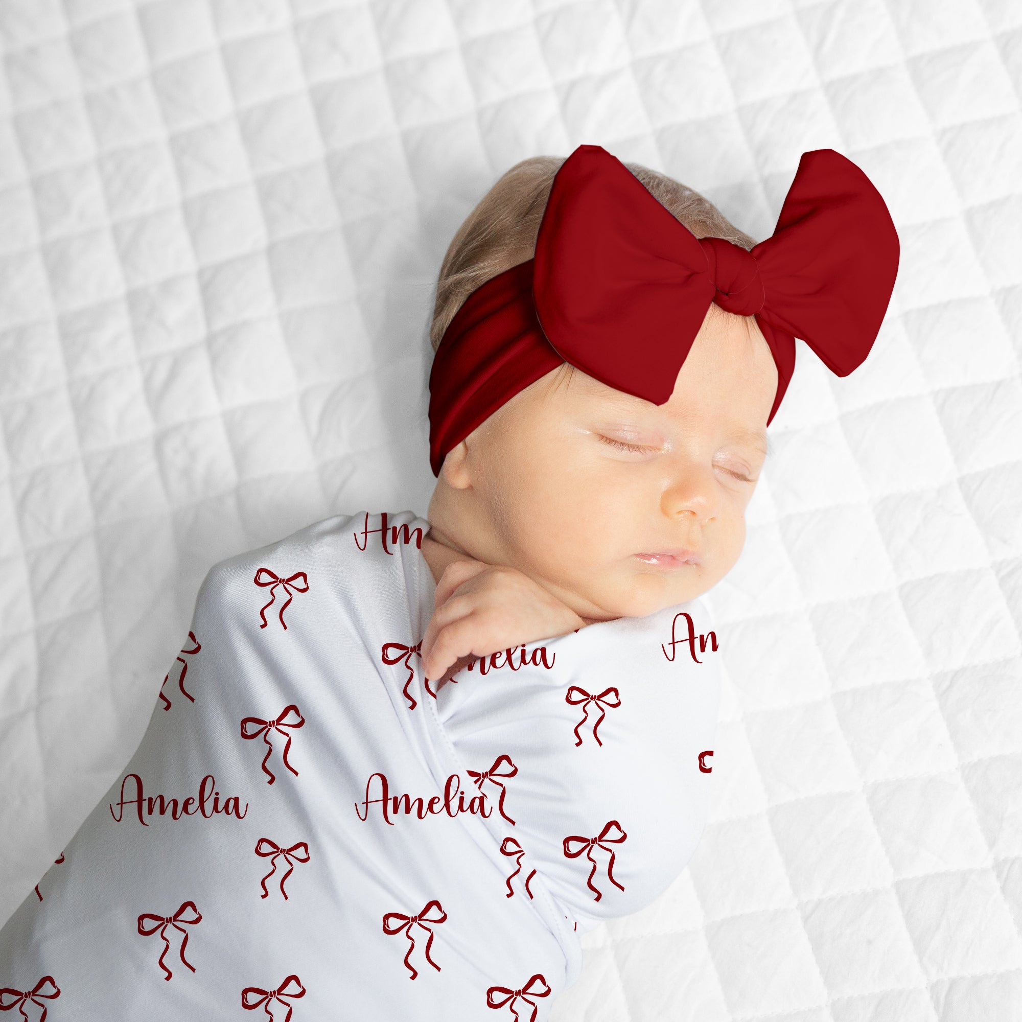 Personalized Bow Headband in Garnet