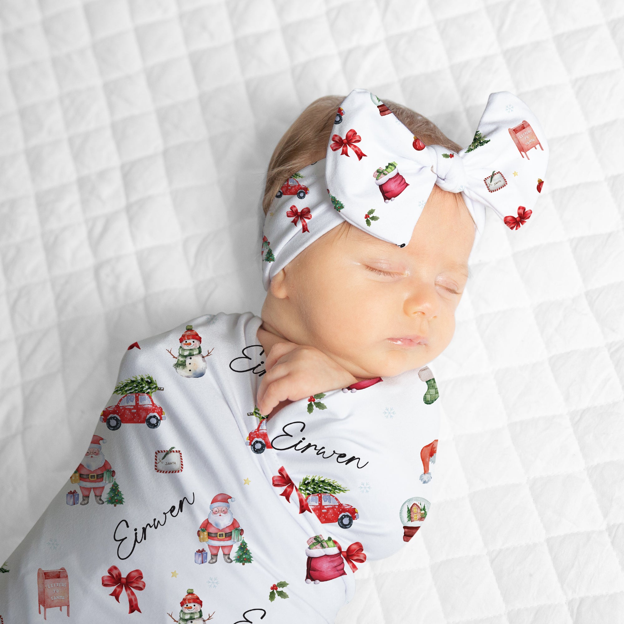 Personalized Bow Headband in Christmas Day