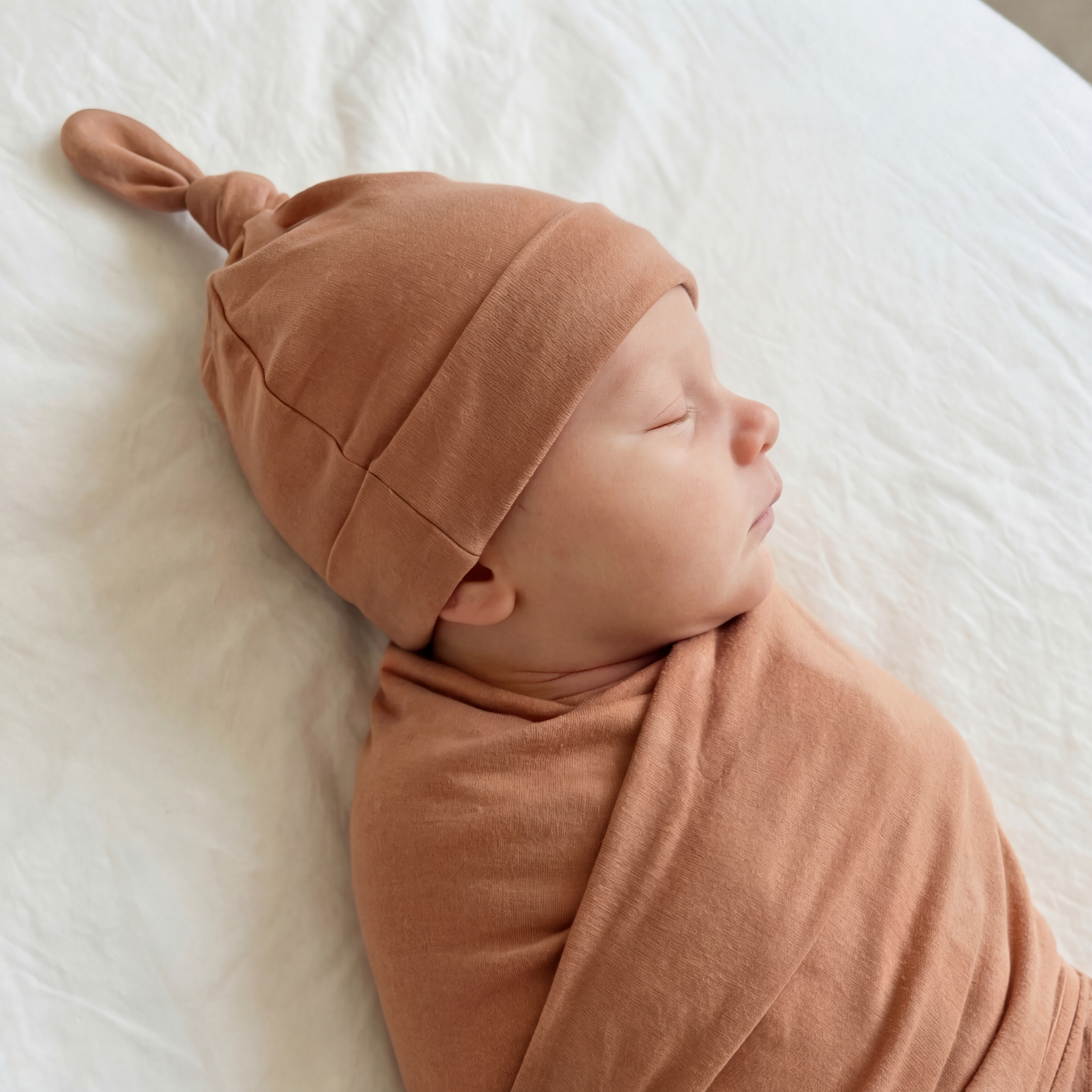 Swaddle with Hat Set in Tan