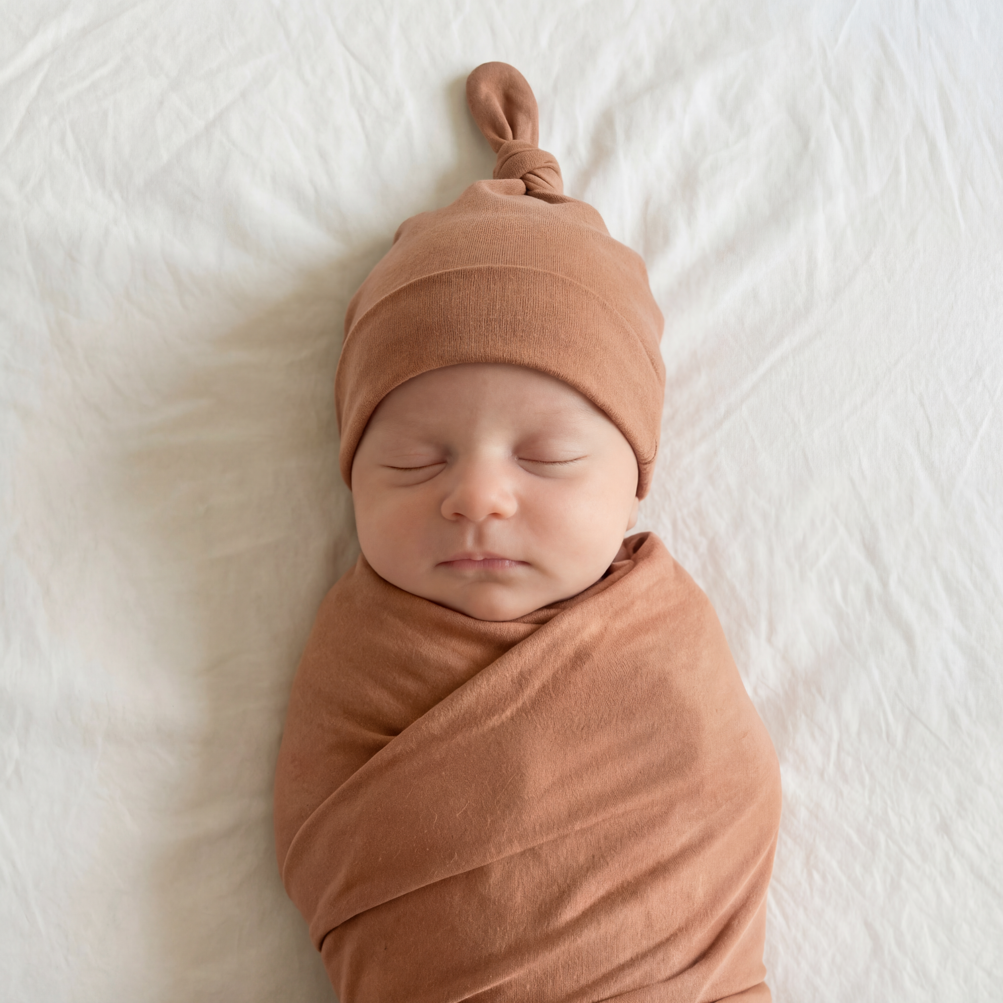 Swaddle with Hat Set in Tan