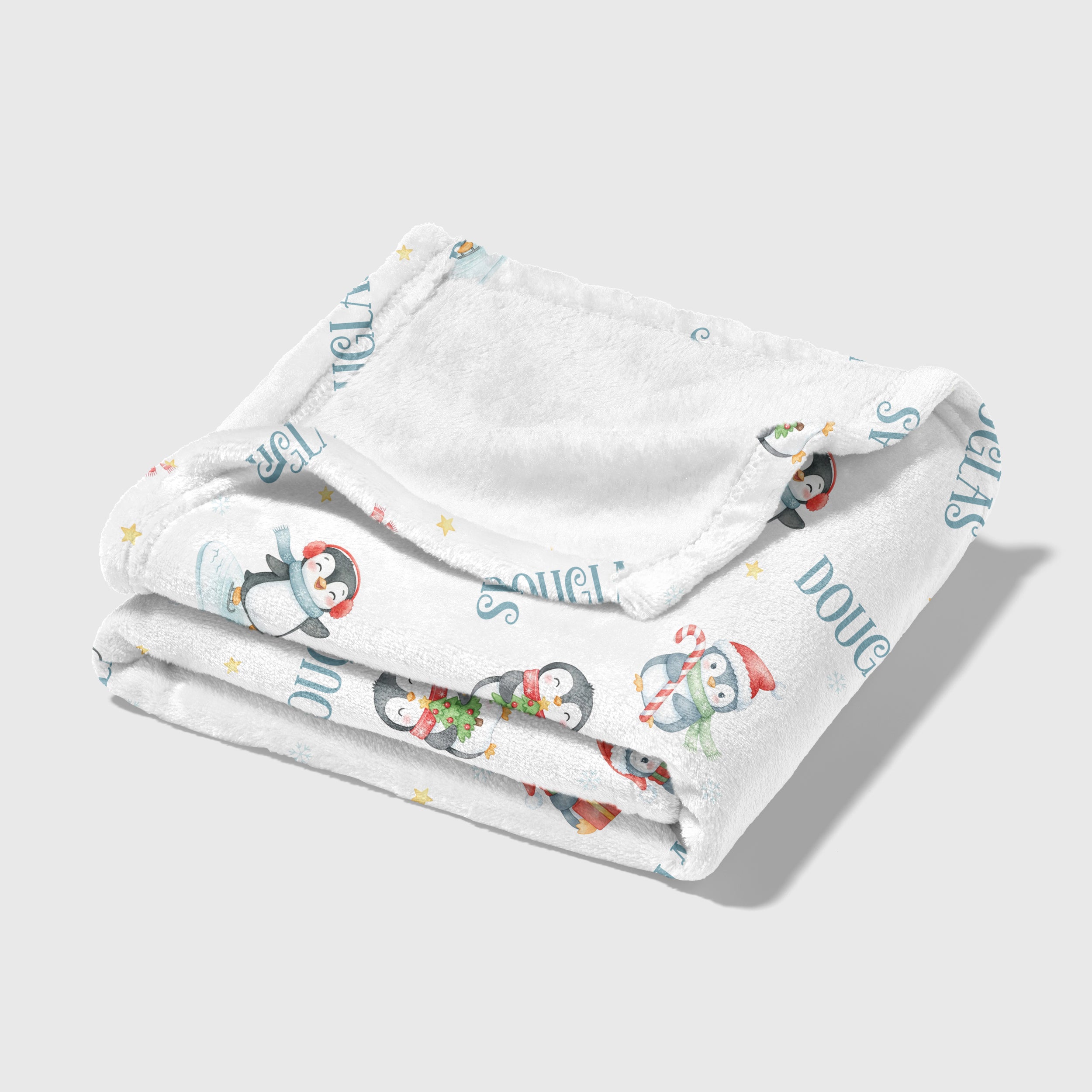 Personalized Blanket in Snow Penguin