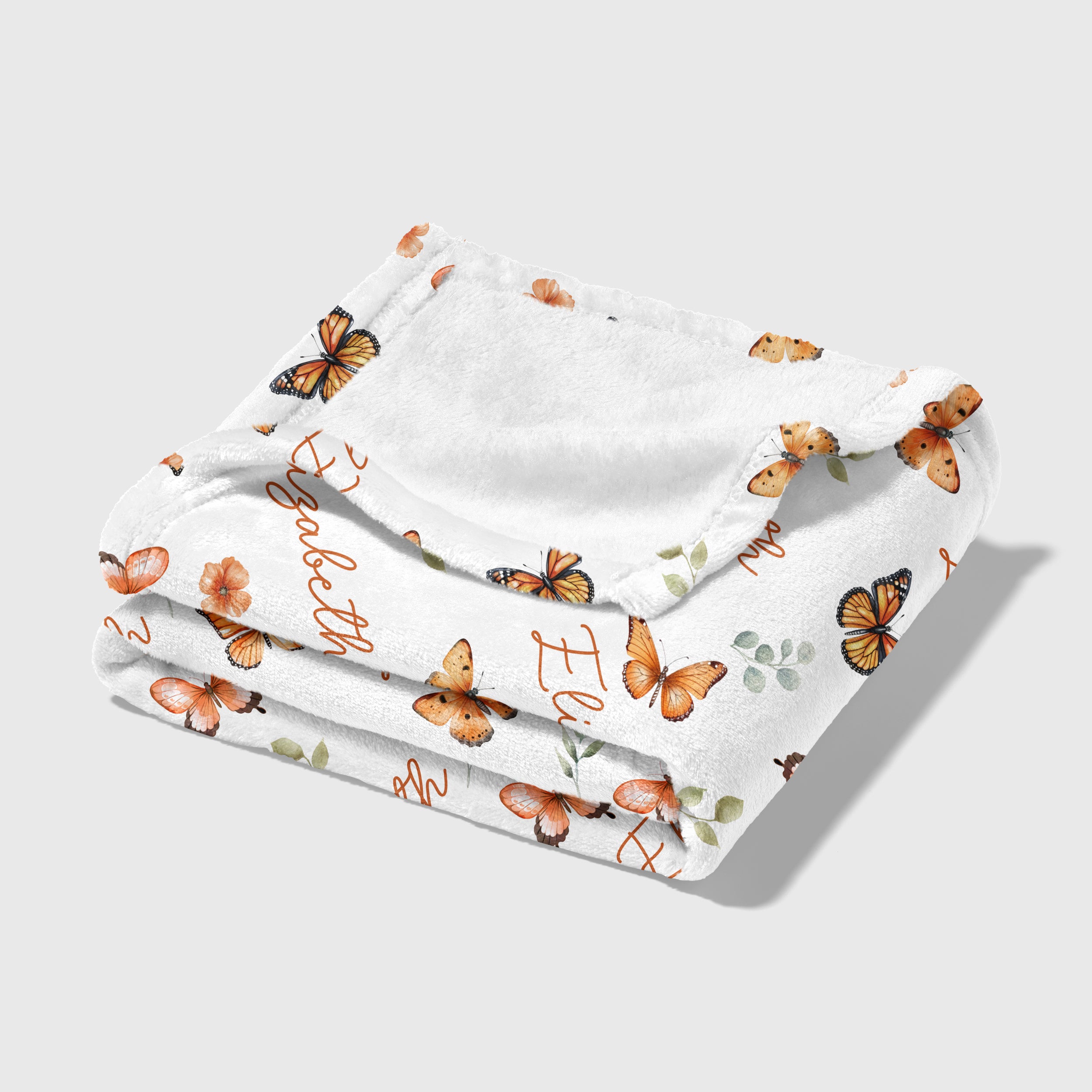 Personalized Blanket in Orange Butterfly