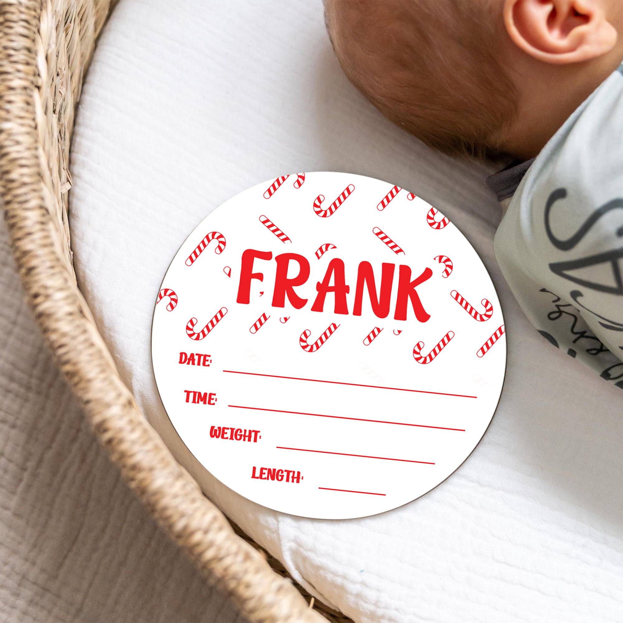 Personalized Wood Sign in Candy Cane