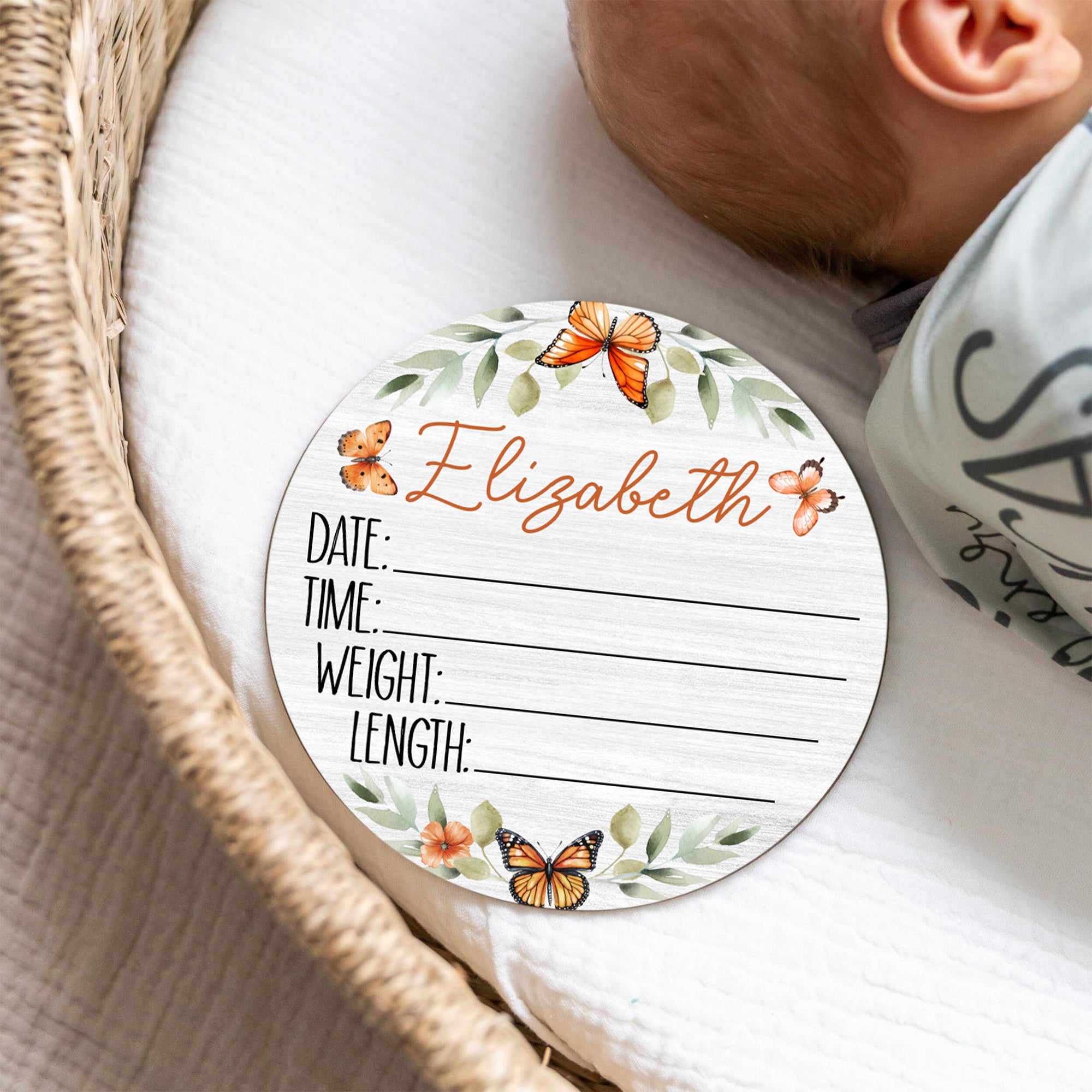 Personalized Wood Sign in Orange Butterfly