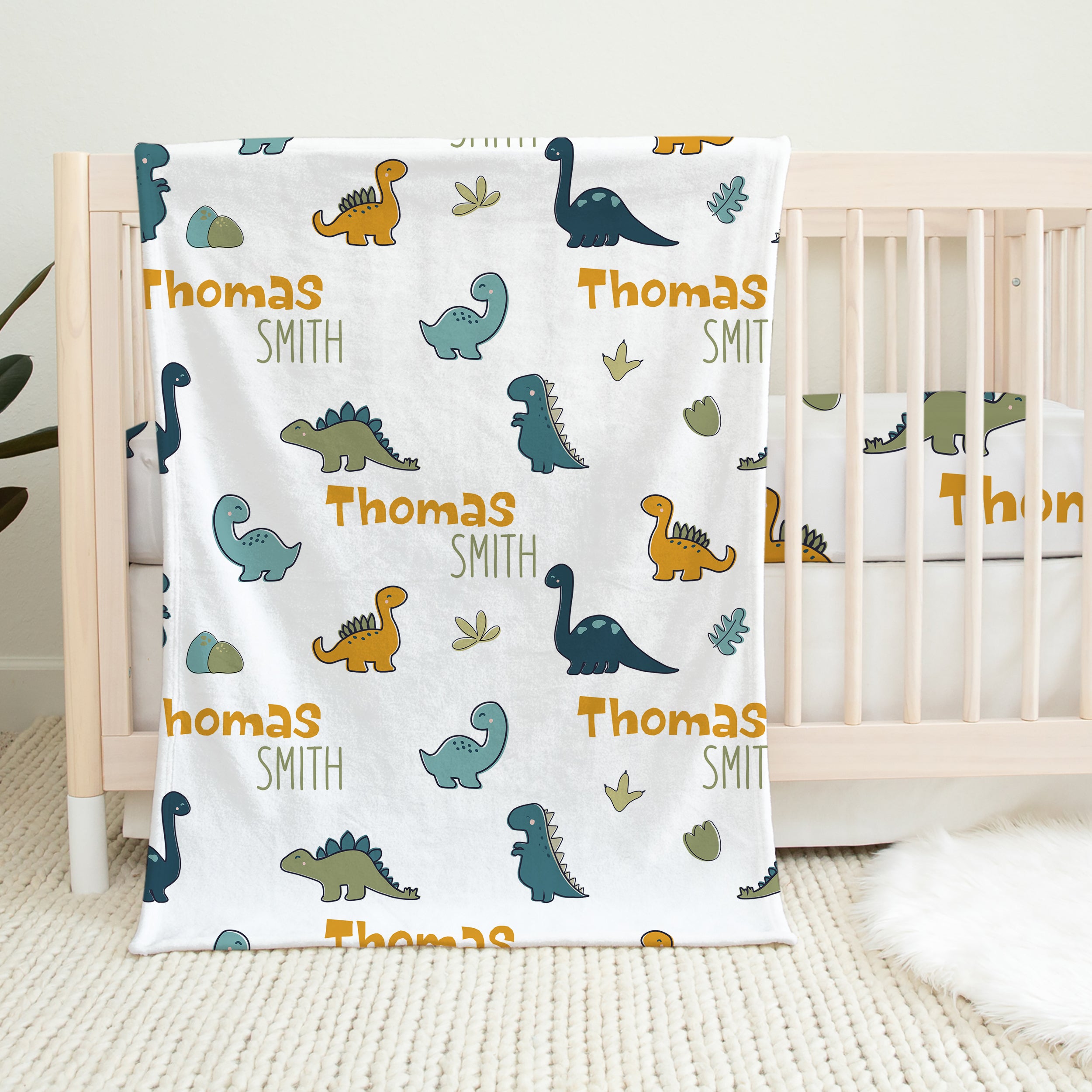 Personalized Blanket in Mini Dinosaur