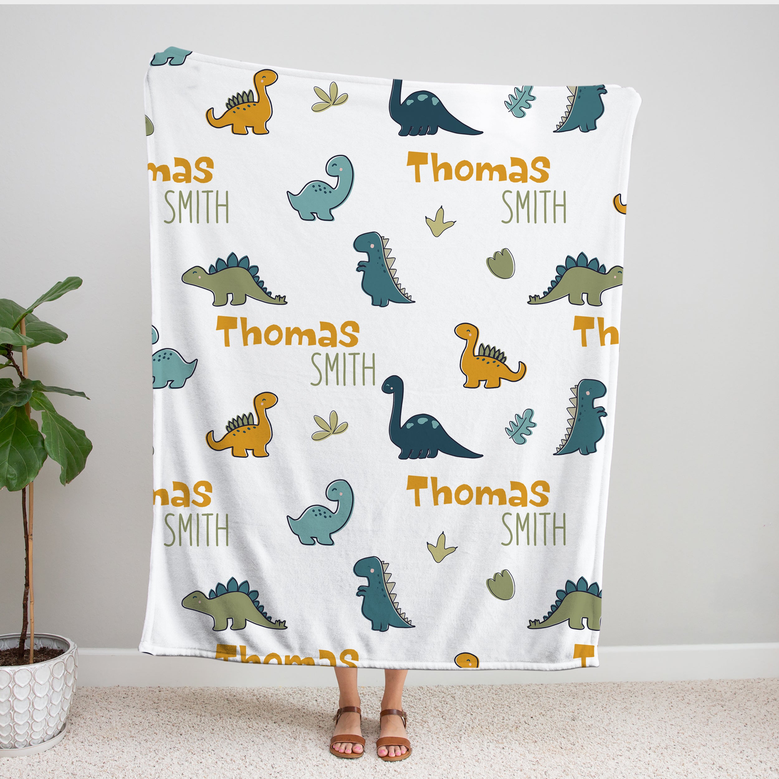 Personalized Blanket in Mini Dinosaur
