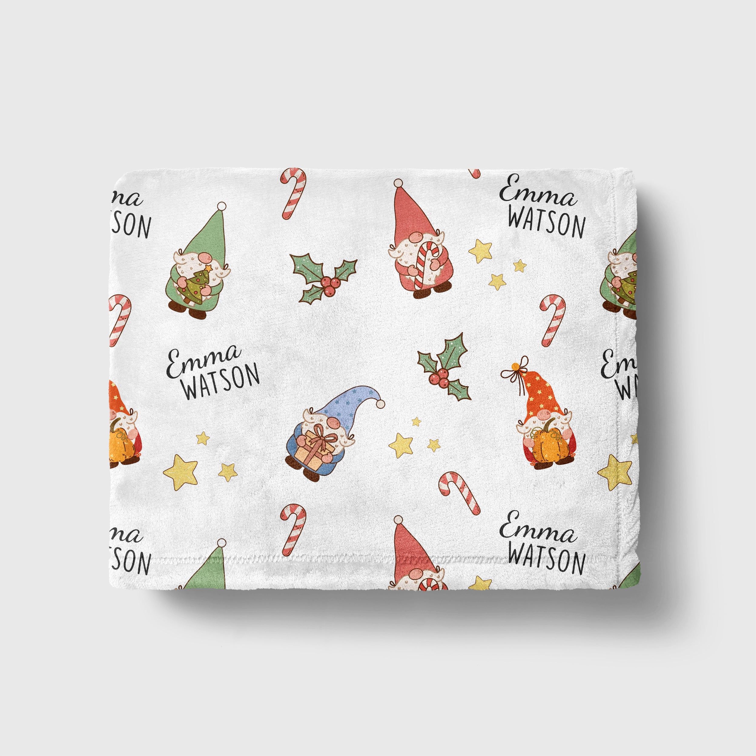 Personalized Blanket in Christmas Gnomes