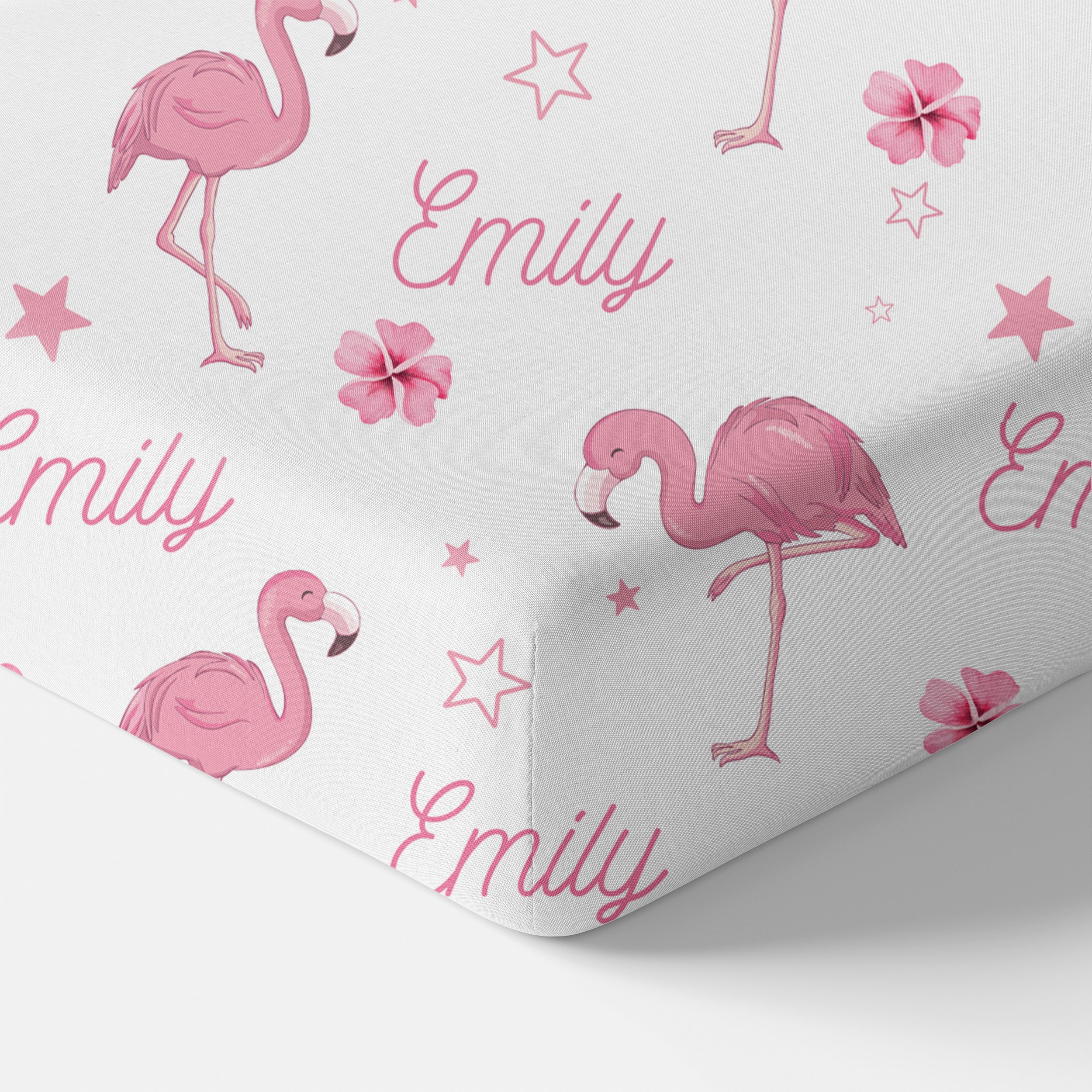 Personalized Crib Sheet in Flamingo