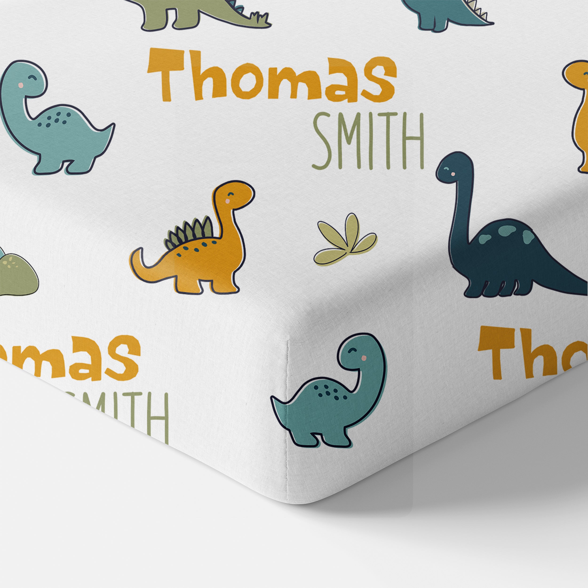 Personalized Crib Sheet in Mini Dinosaur