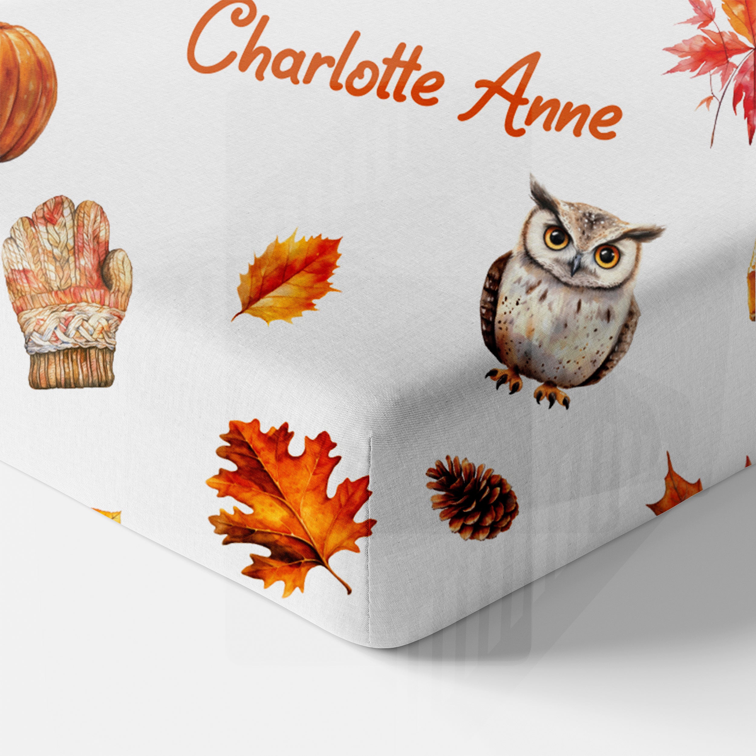 Personalized Crib Sheet in Fall Cottage