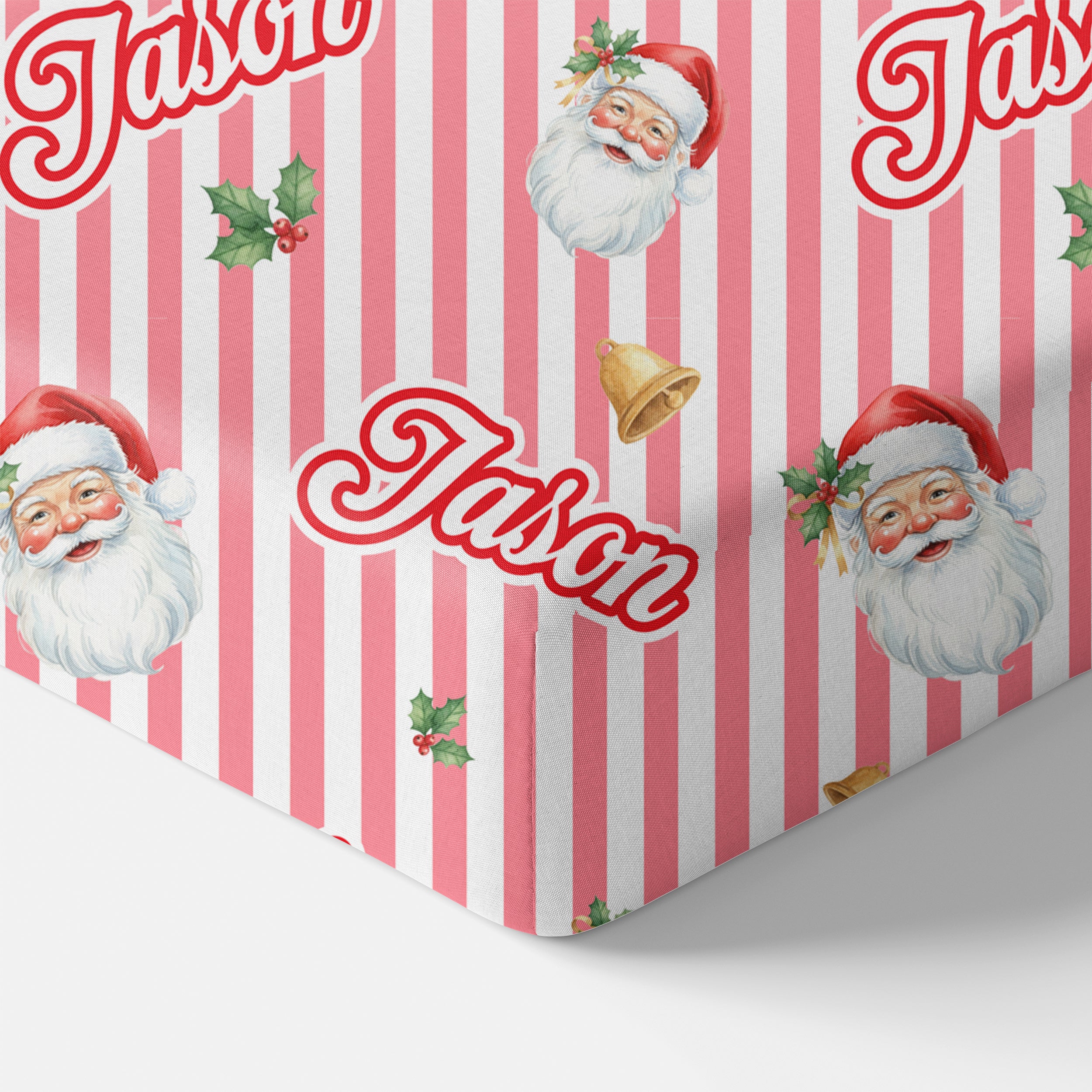 Personalized Crib Sheet in Santa Baby
