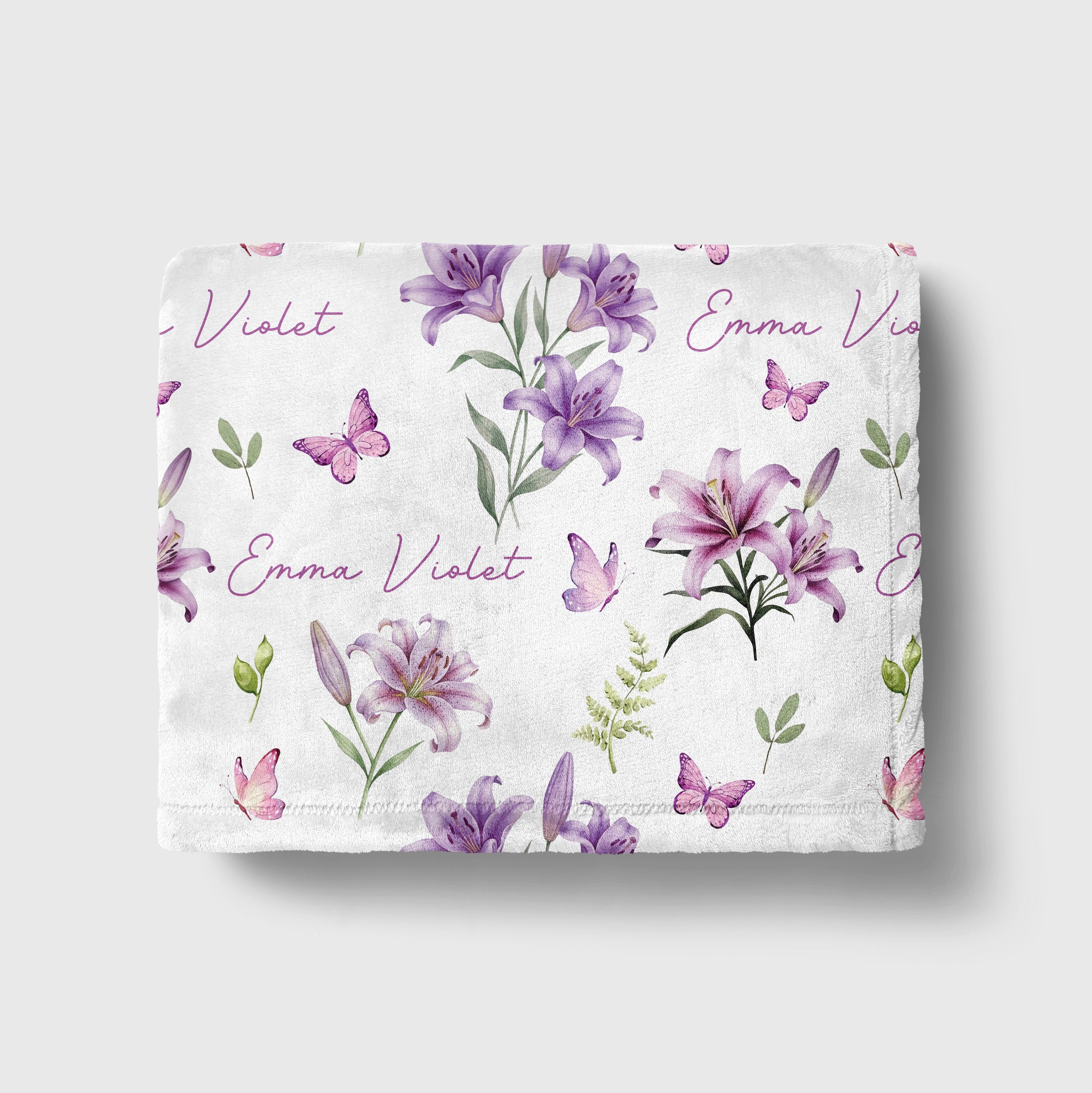 Personalized Blanket in Purple Lilys
