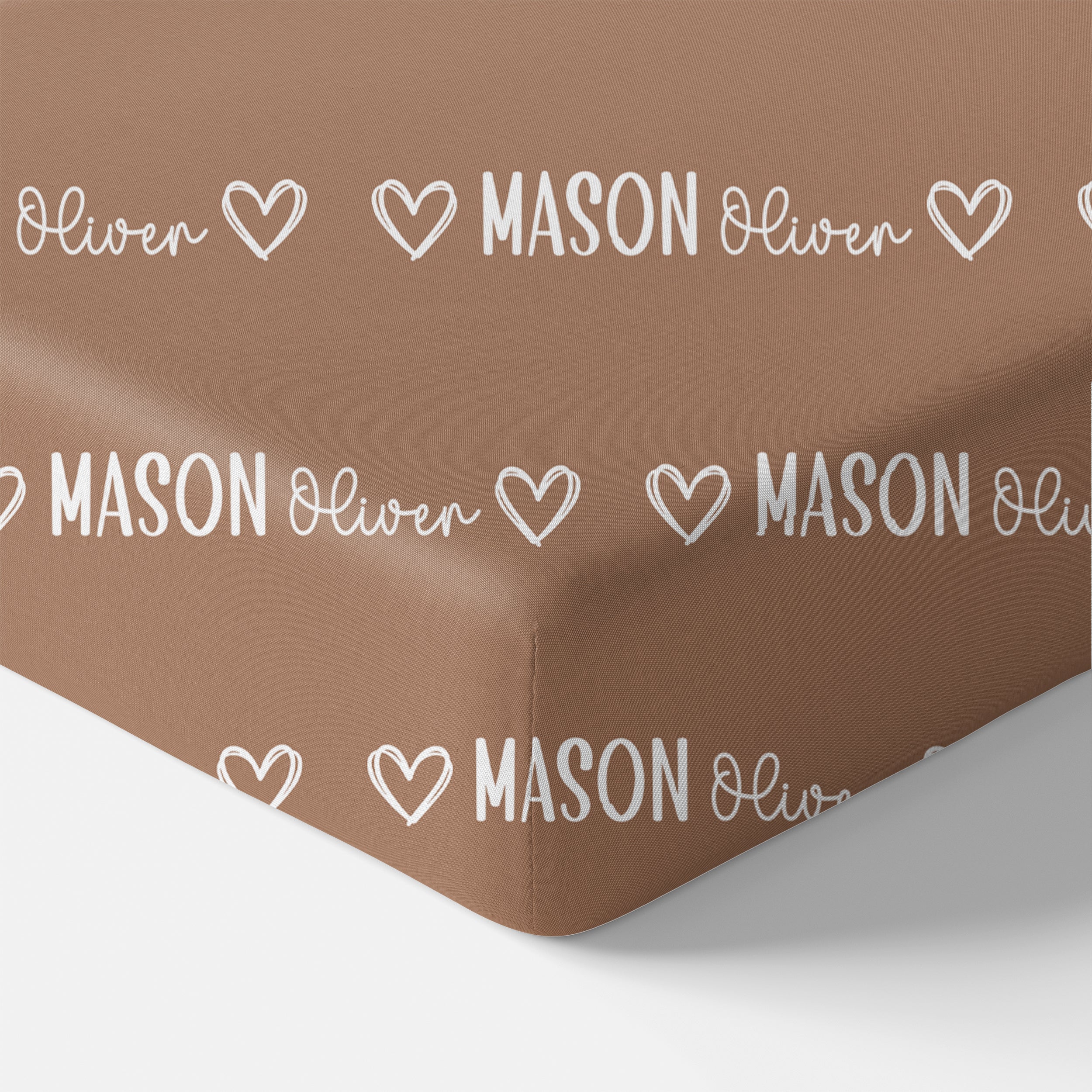 Personalized Crib Sheet Mono Name in Camel