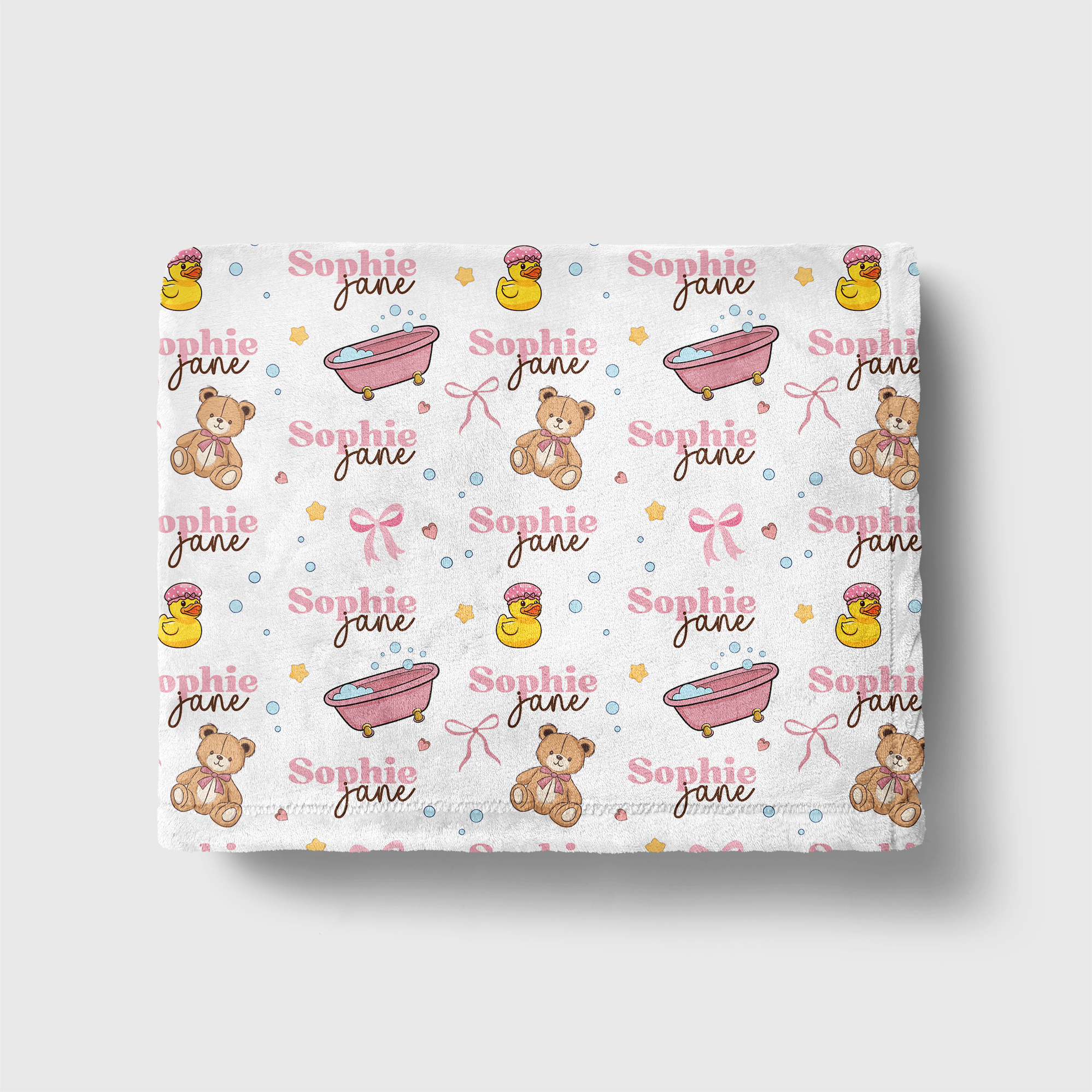 Personalized Blanket in Bathtime Besties