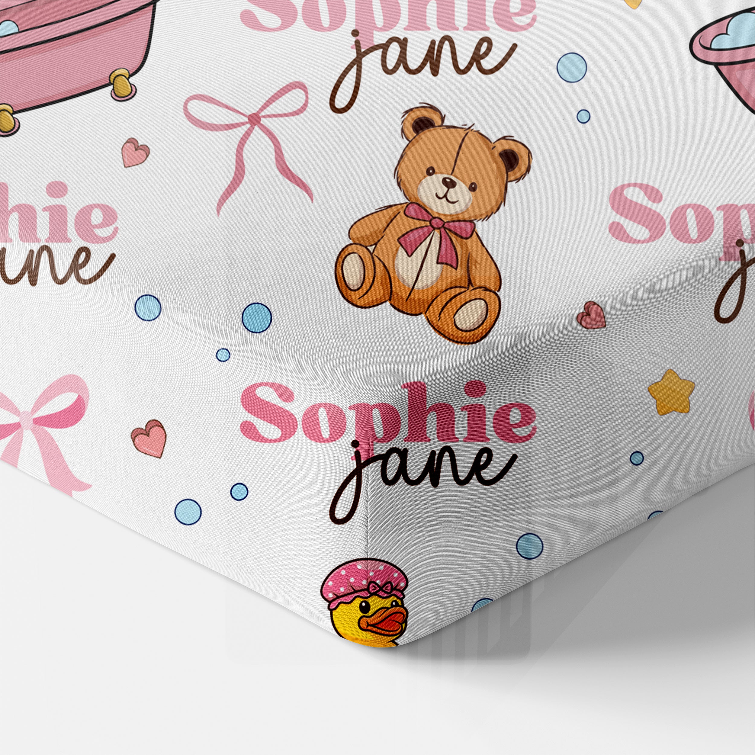 Personalized Crib Sheet in Bathtime Besties