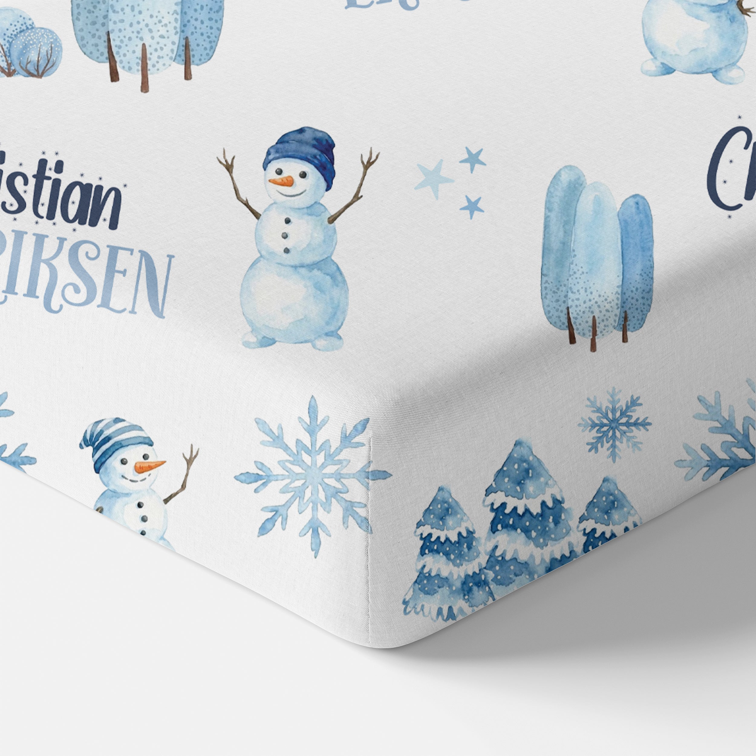 Personalized Crib Sheet in Snowman