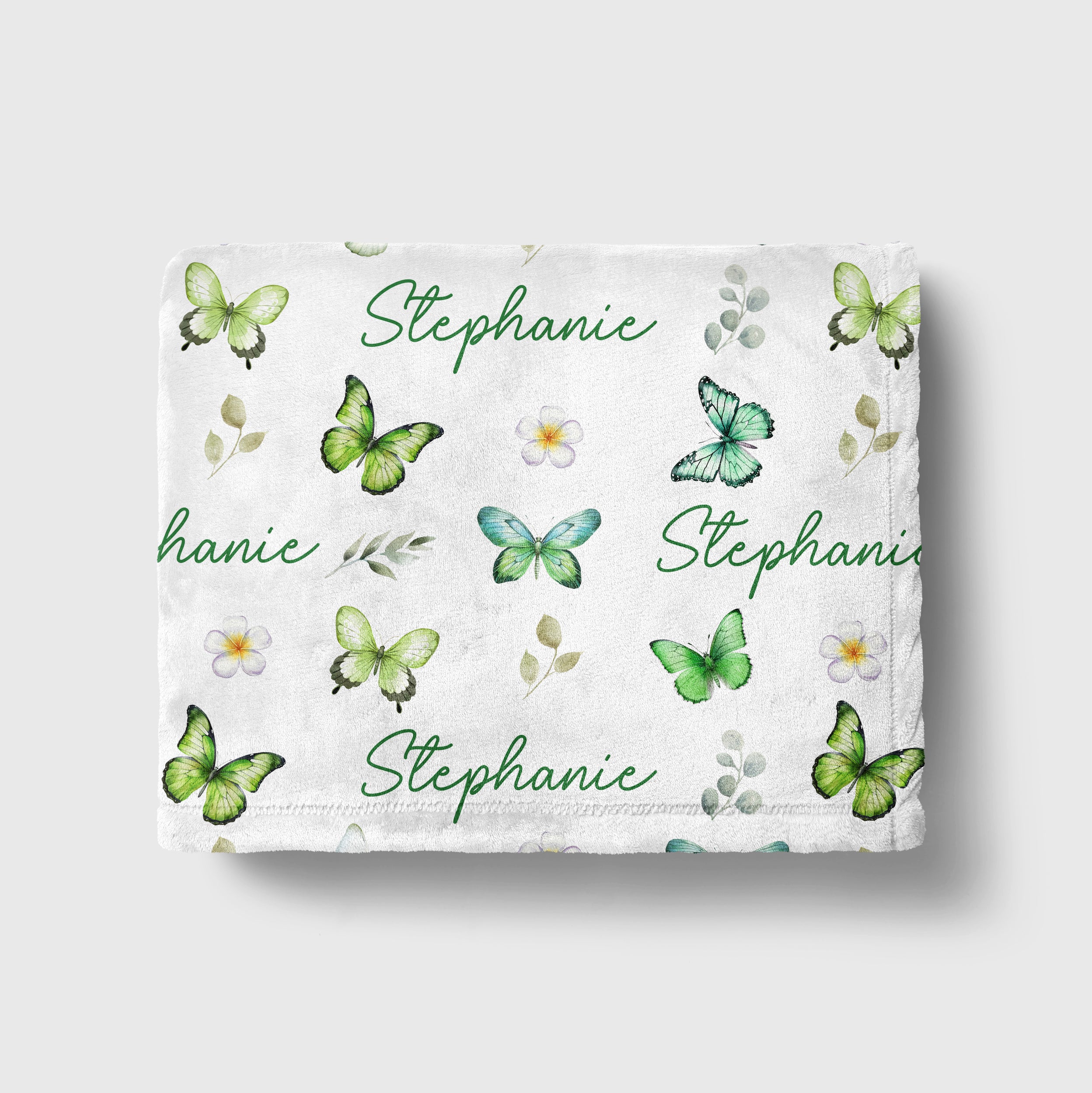 Personalized Blanket in Green Butterfly