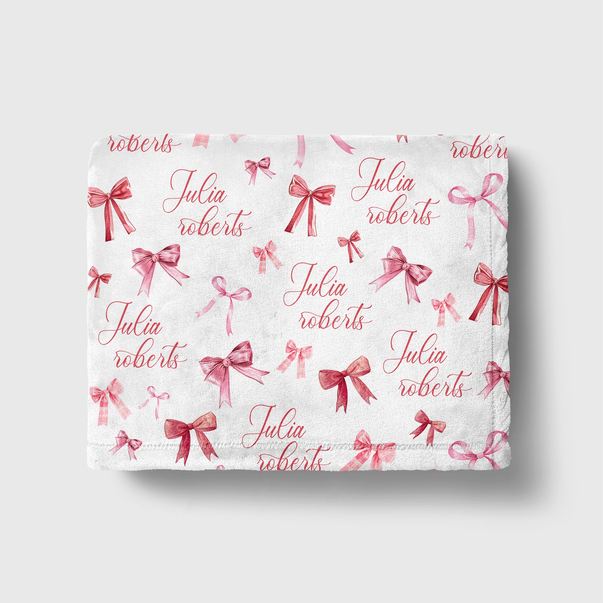 Personalized Blanket in White Coquette Bow