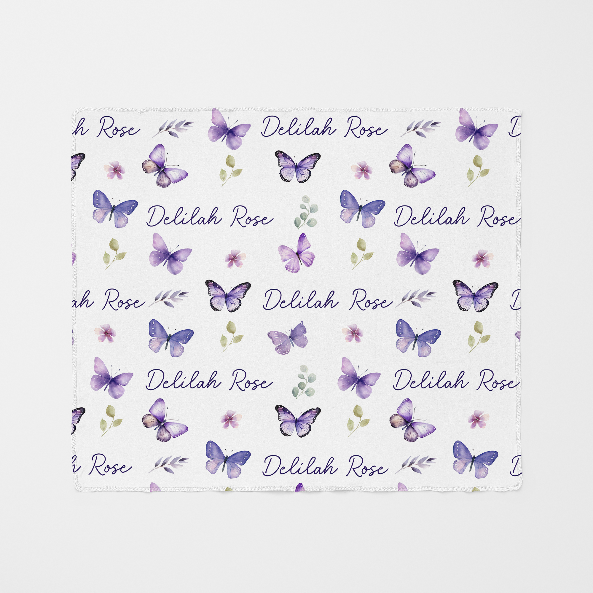 Personalized Swaddle in Purple Butterfly