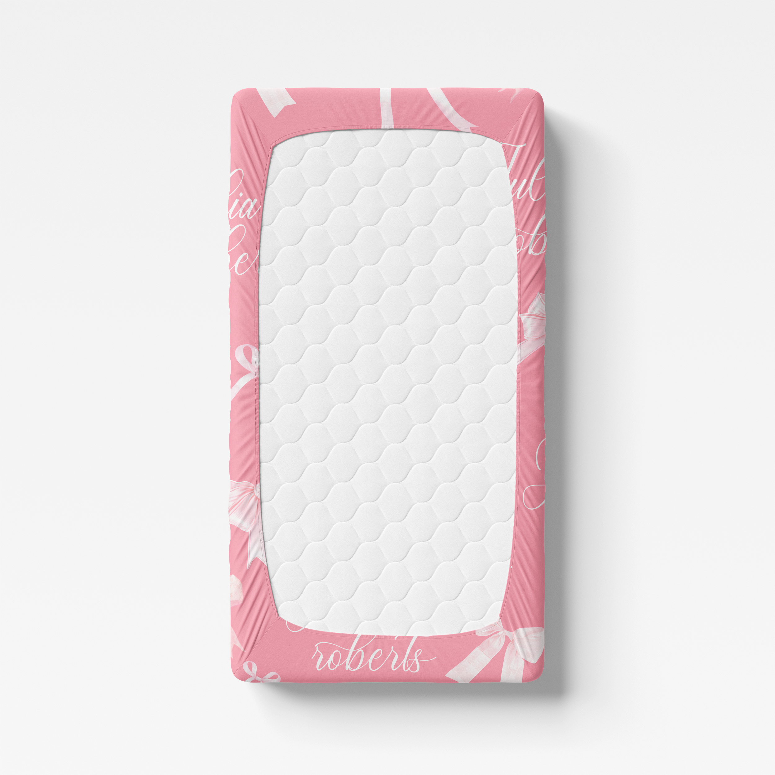Personalized Crib Sheet in Pink Coquette Bow