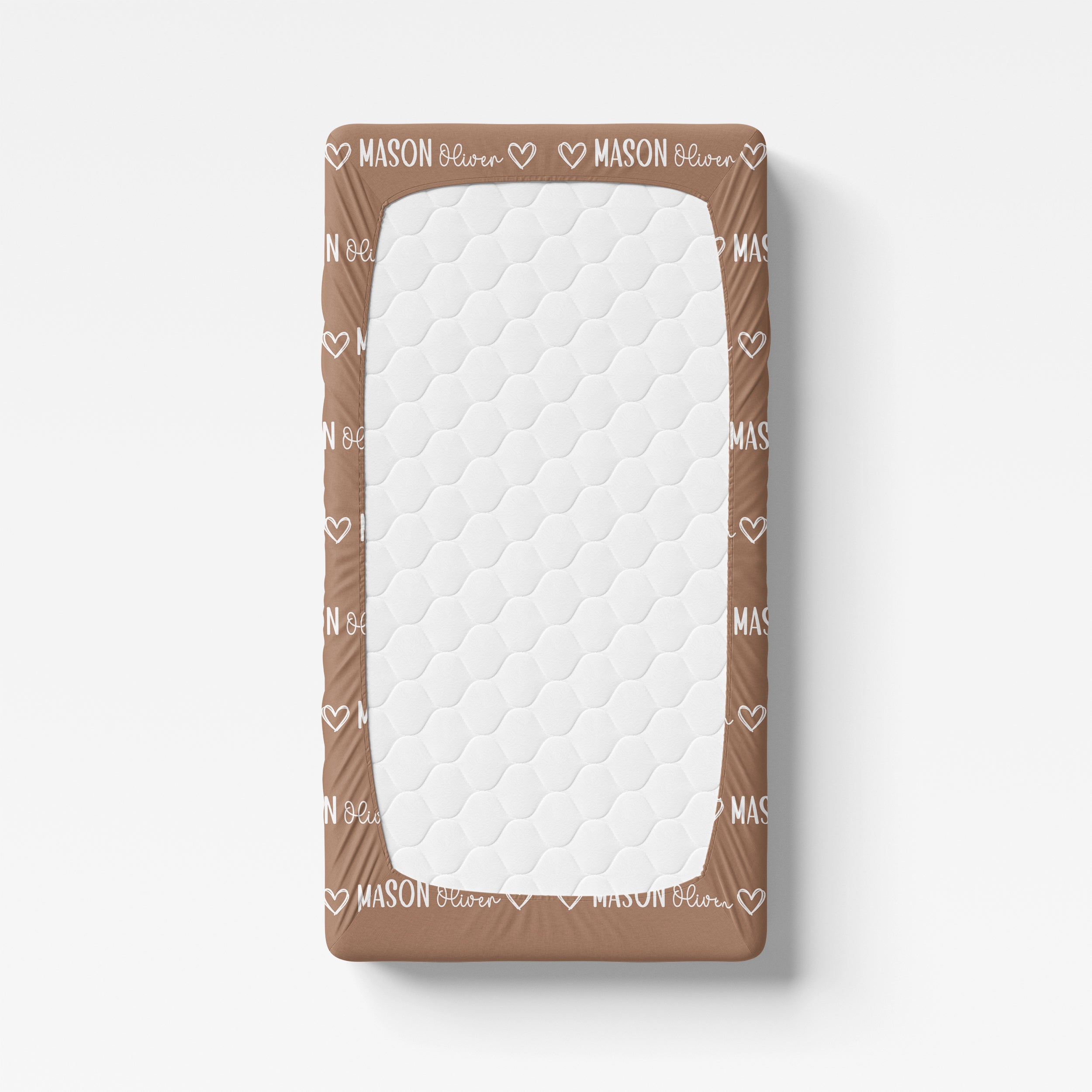 Personalized Crib Sheet Mono Name in Camel