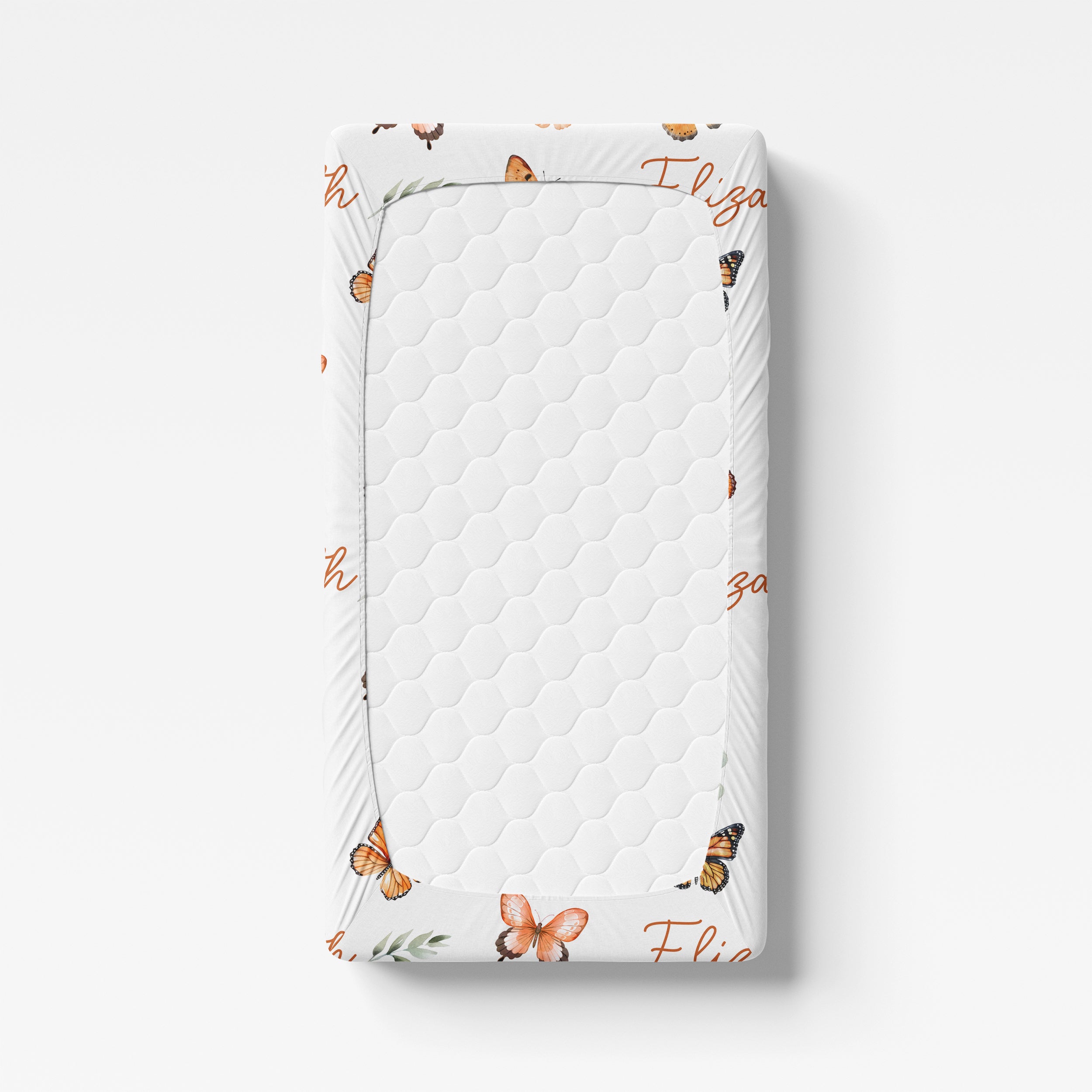 Personalized Crib Sheet in Orange Butterfly