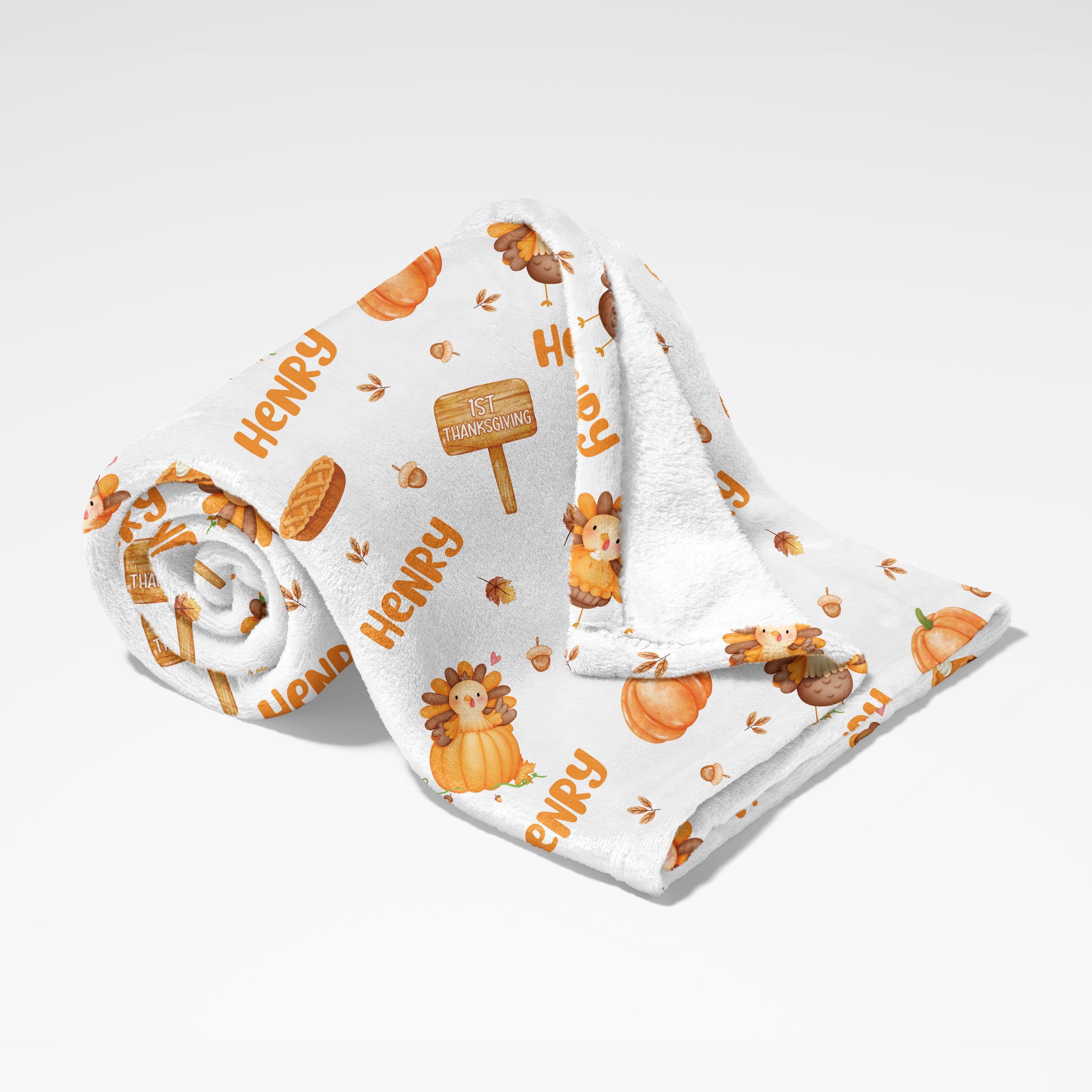 Personalized Blanket in Babe's 1st Thanks Giving
