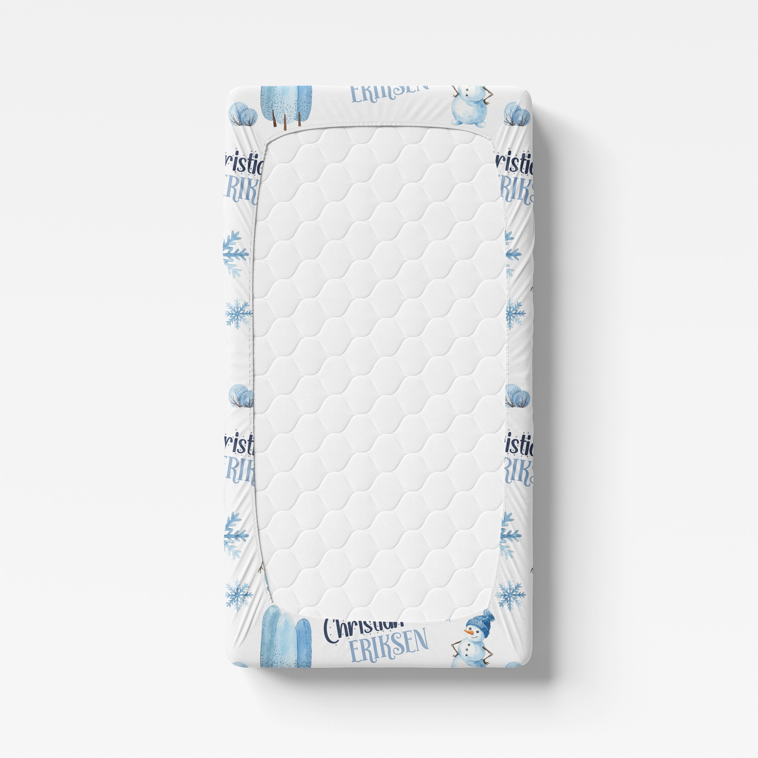 Personalized Crib Sheet in Snowman