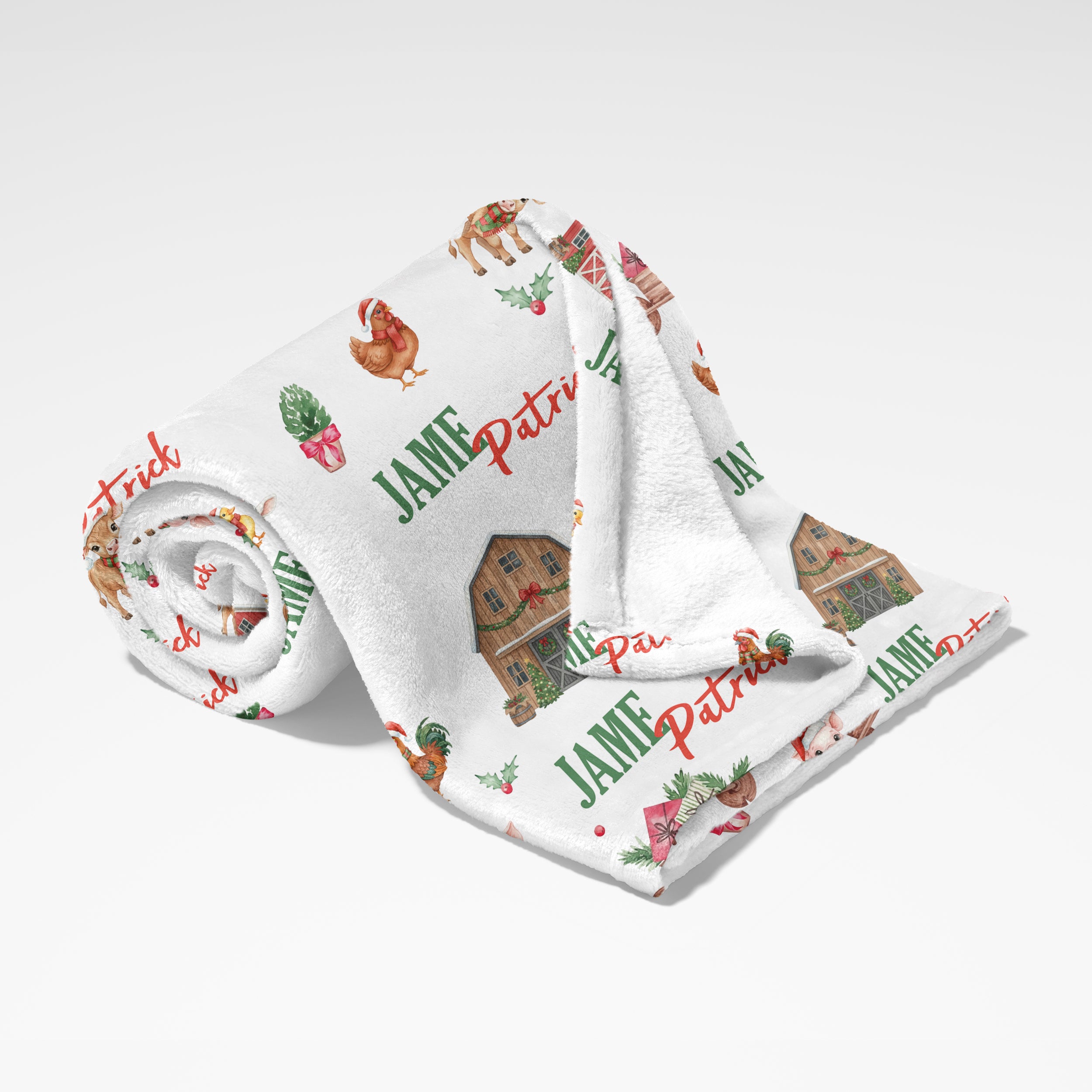 Personalized Blanket in Xmas Farm