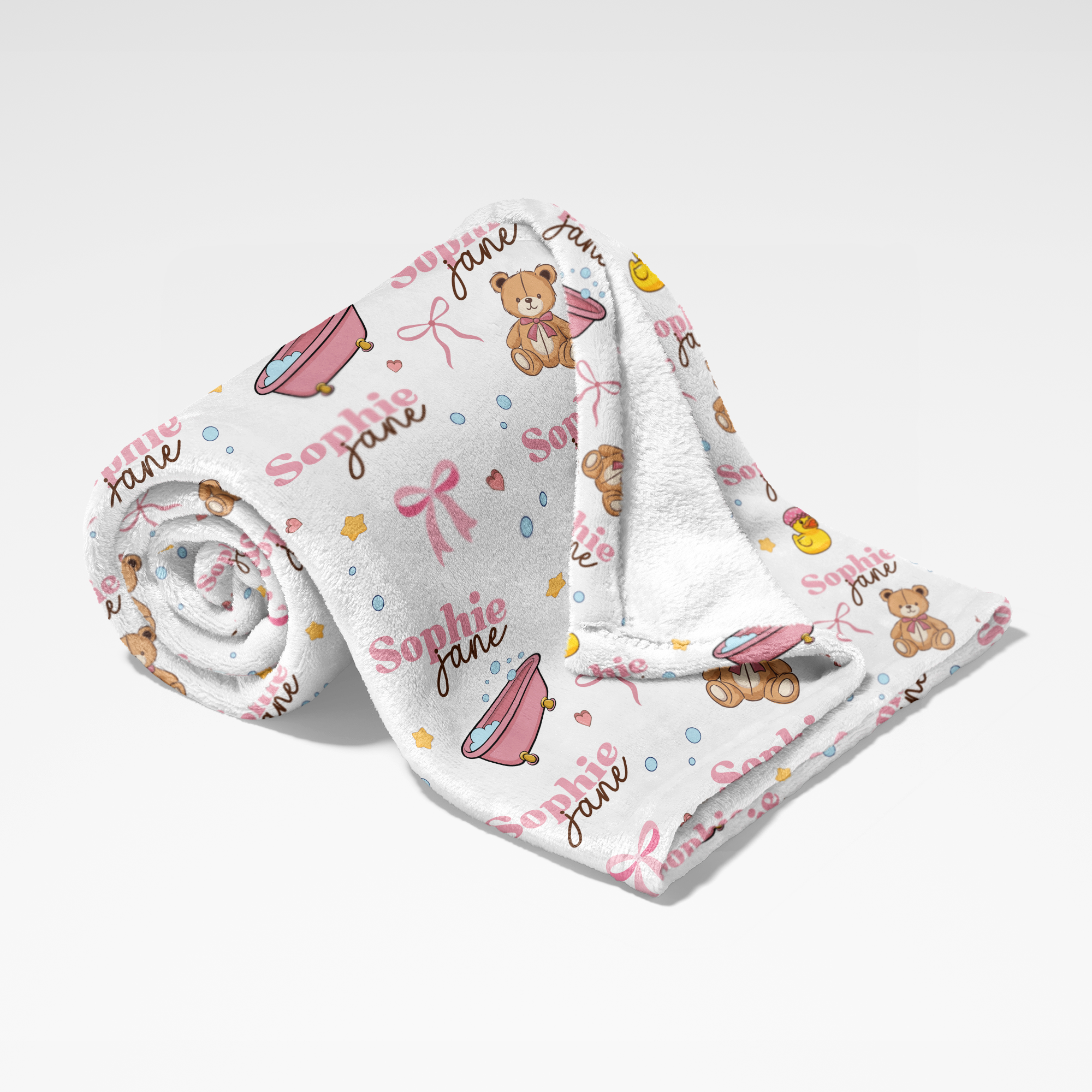 Personalized Blanket in Bathtime Besties
