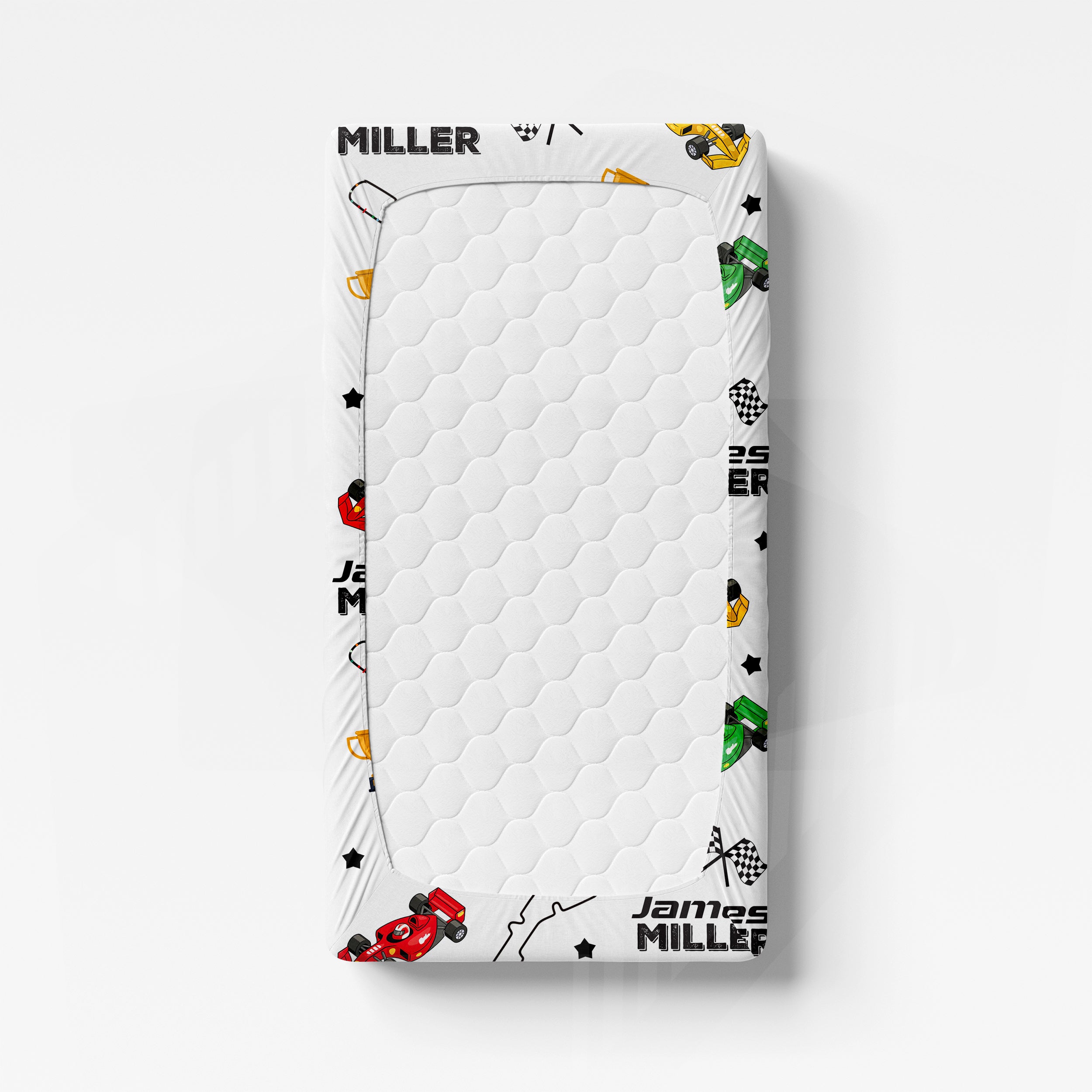 Personalized Crib Sheet in Pit Crew