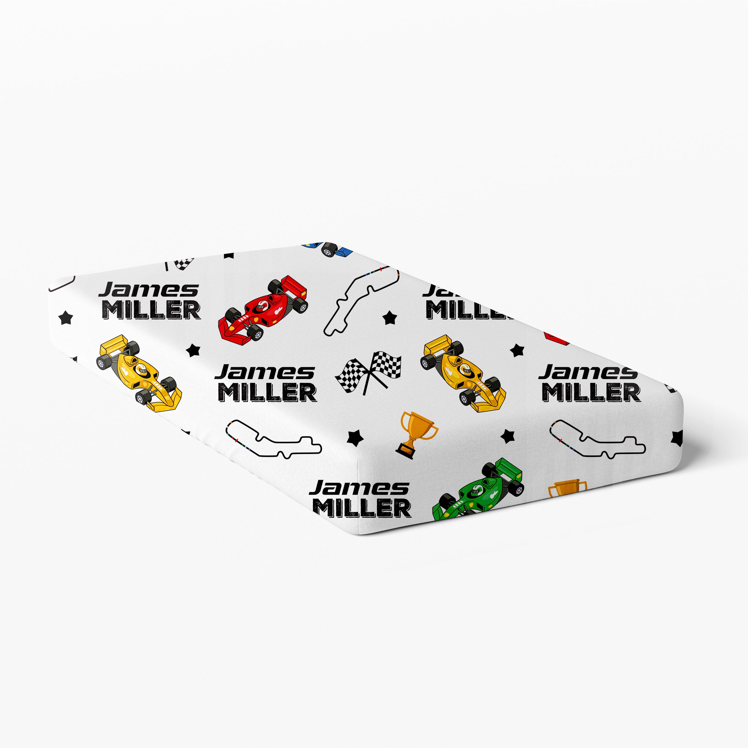 Personalized Crib Sheet in Pit Crew