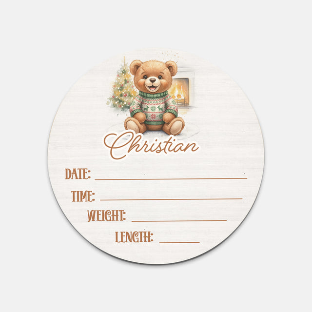 Birth Stats Sign in Cozy Bear