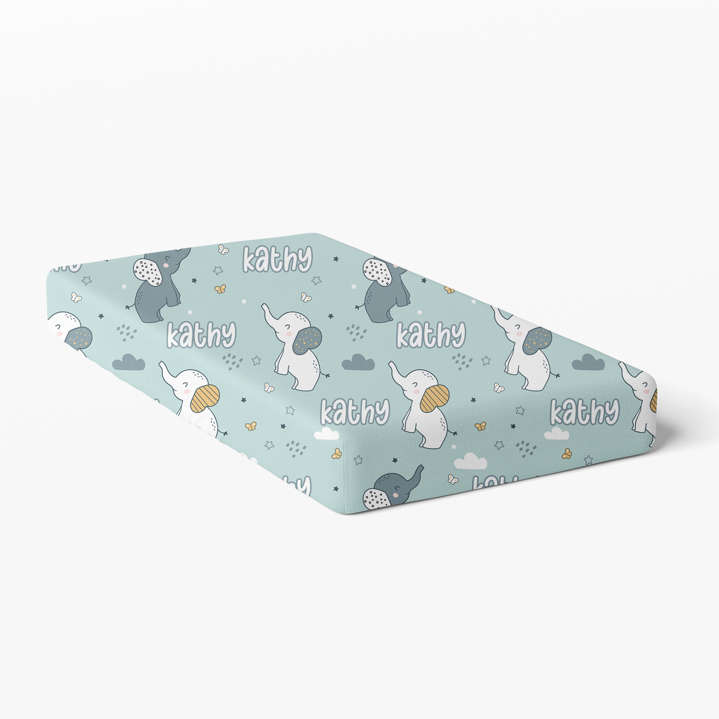 Personalized Crib Sheet in Elephant