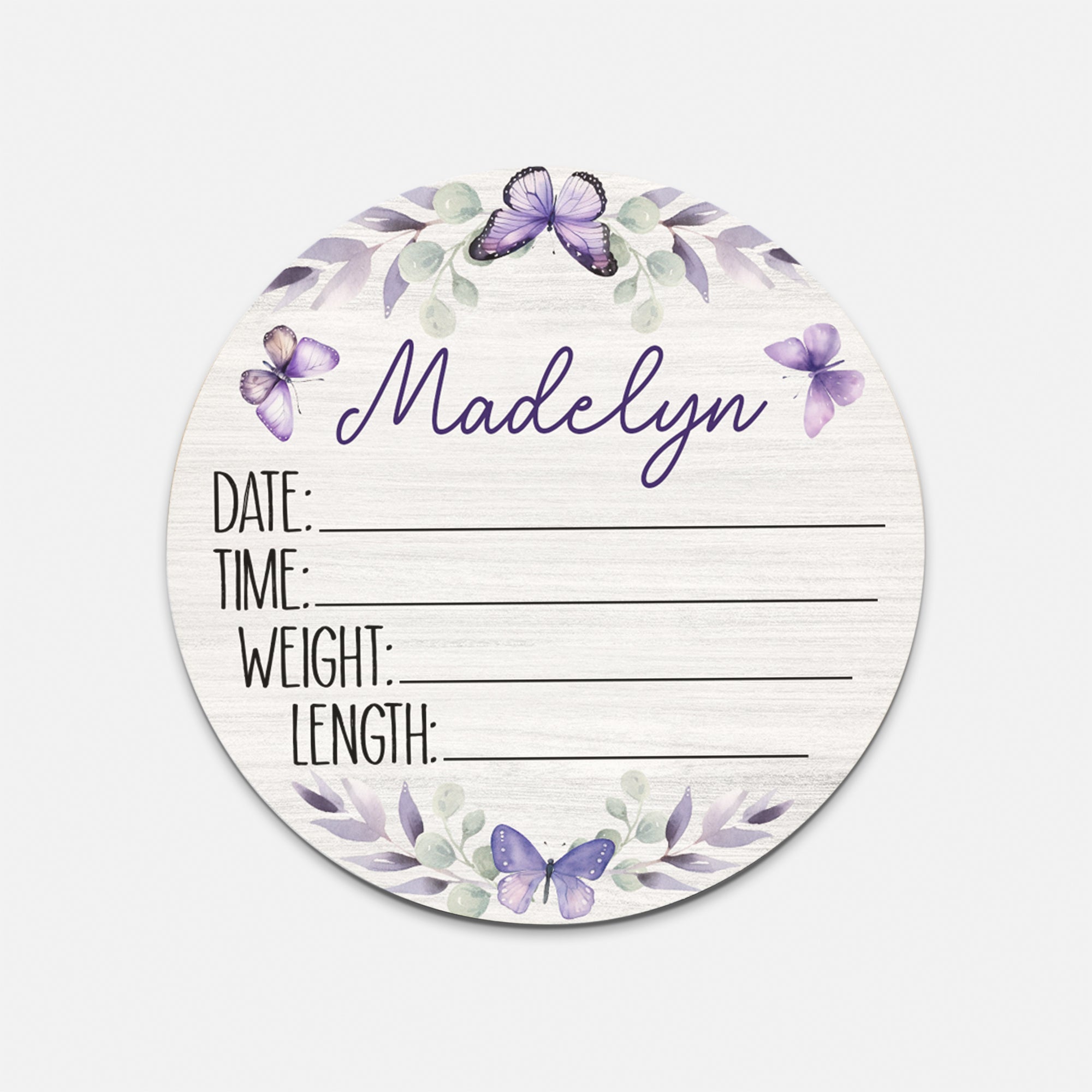 Personalized Wood Sign in Purple Butterfly
