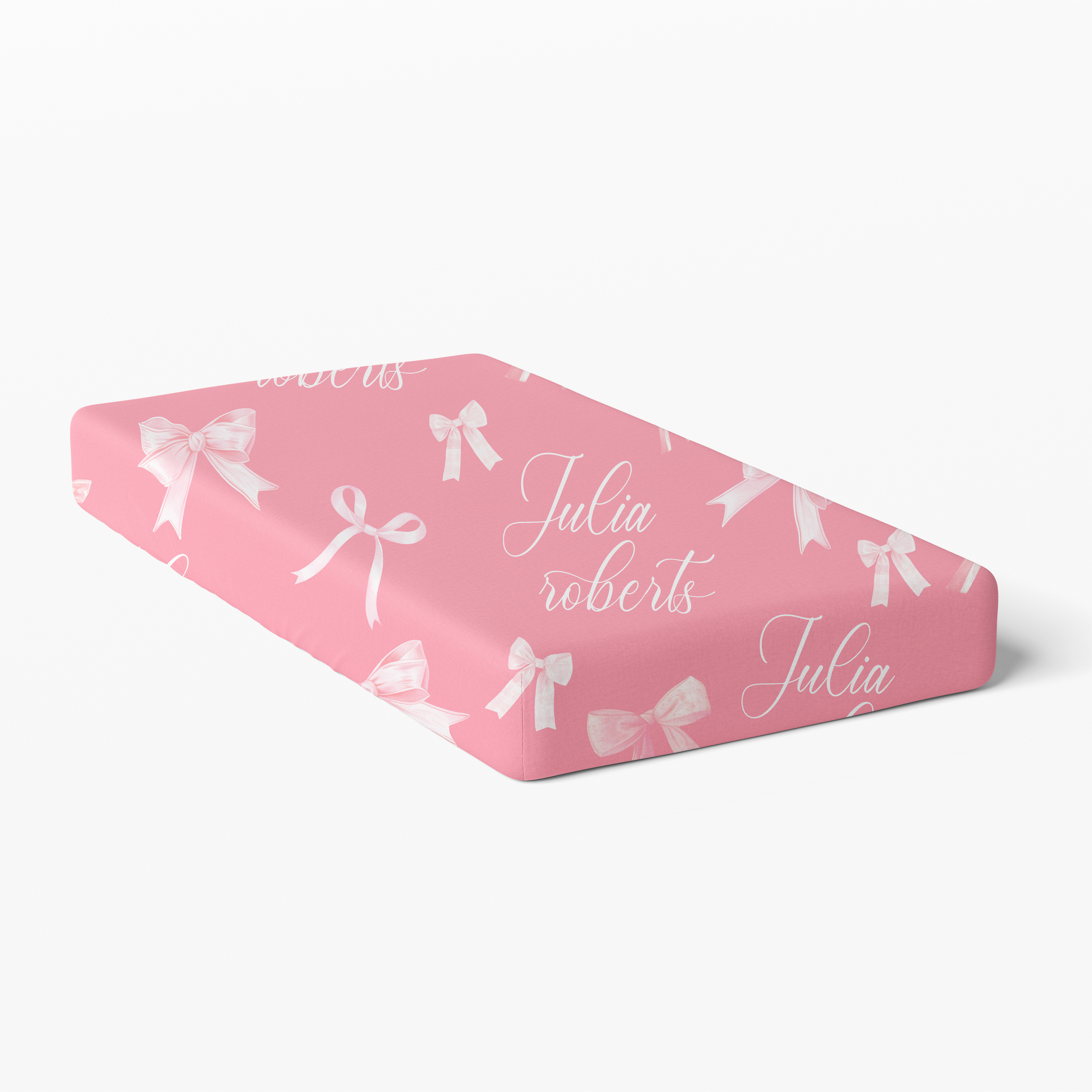 Personalized Crib Sheet in Pink Coquette Bow