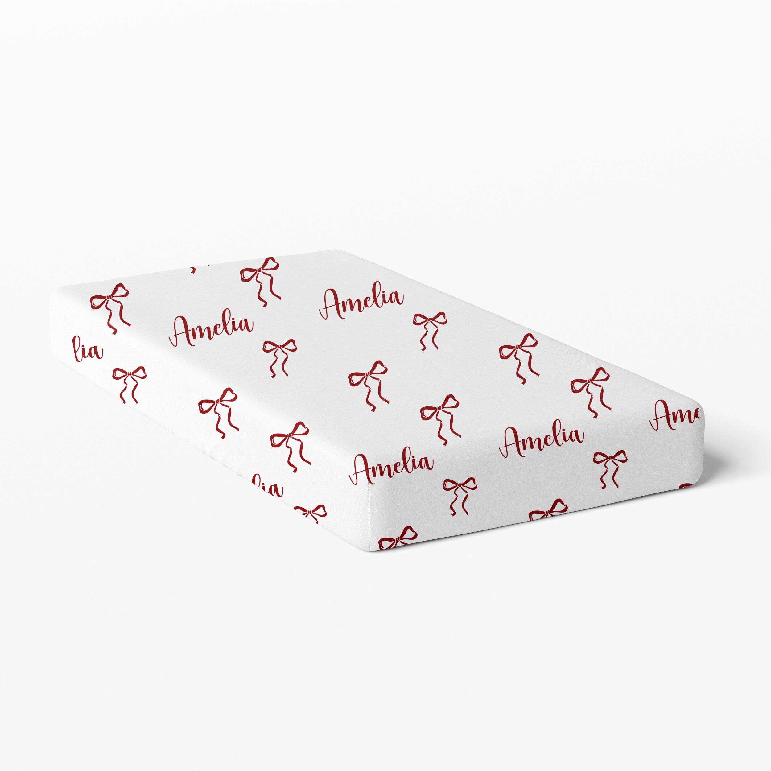 Personalized Crib Sheet in Coquette Ribbon