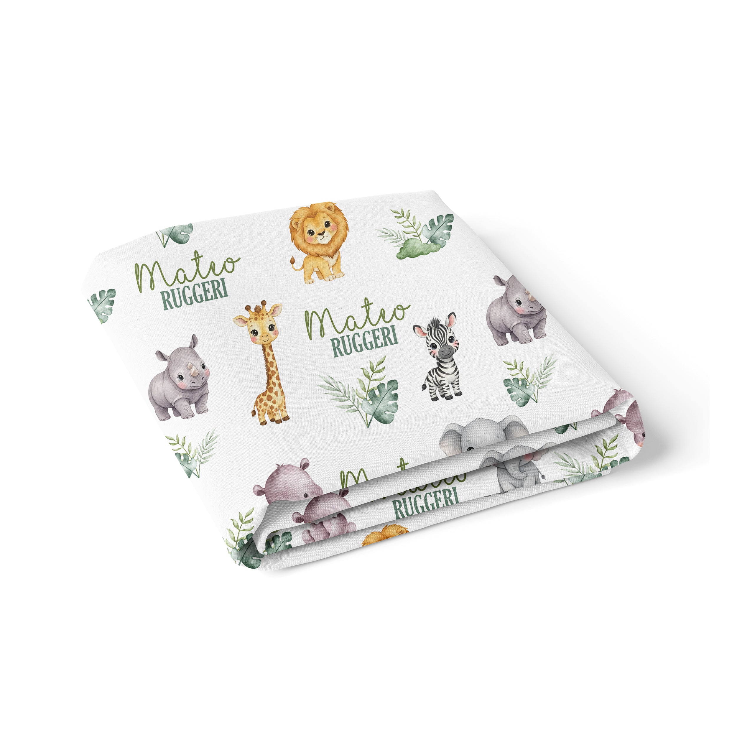 Personalized Crib Sheet in Safari Animal