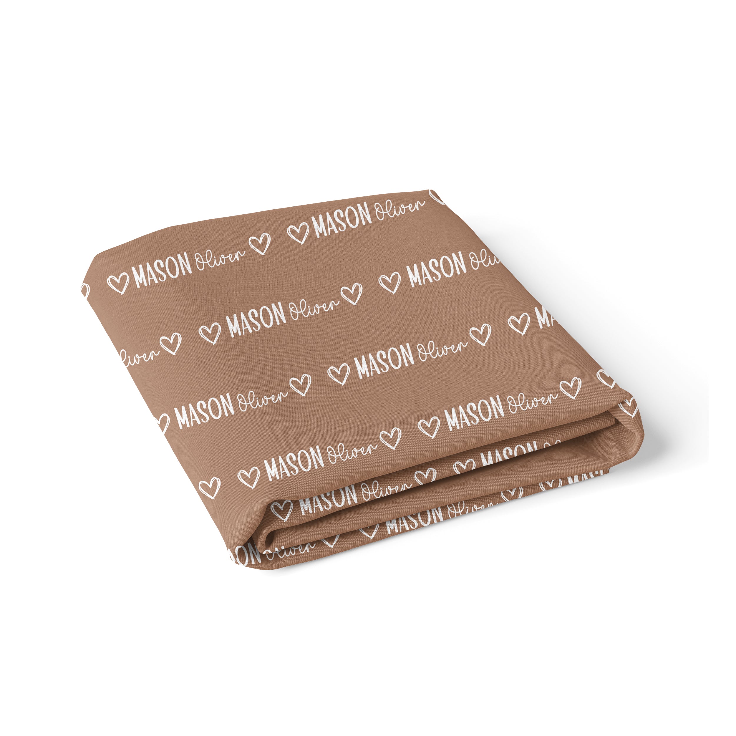 Personalized Crib Sheet Mono Name in Camel