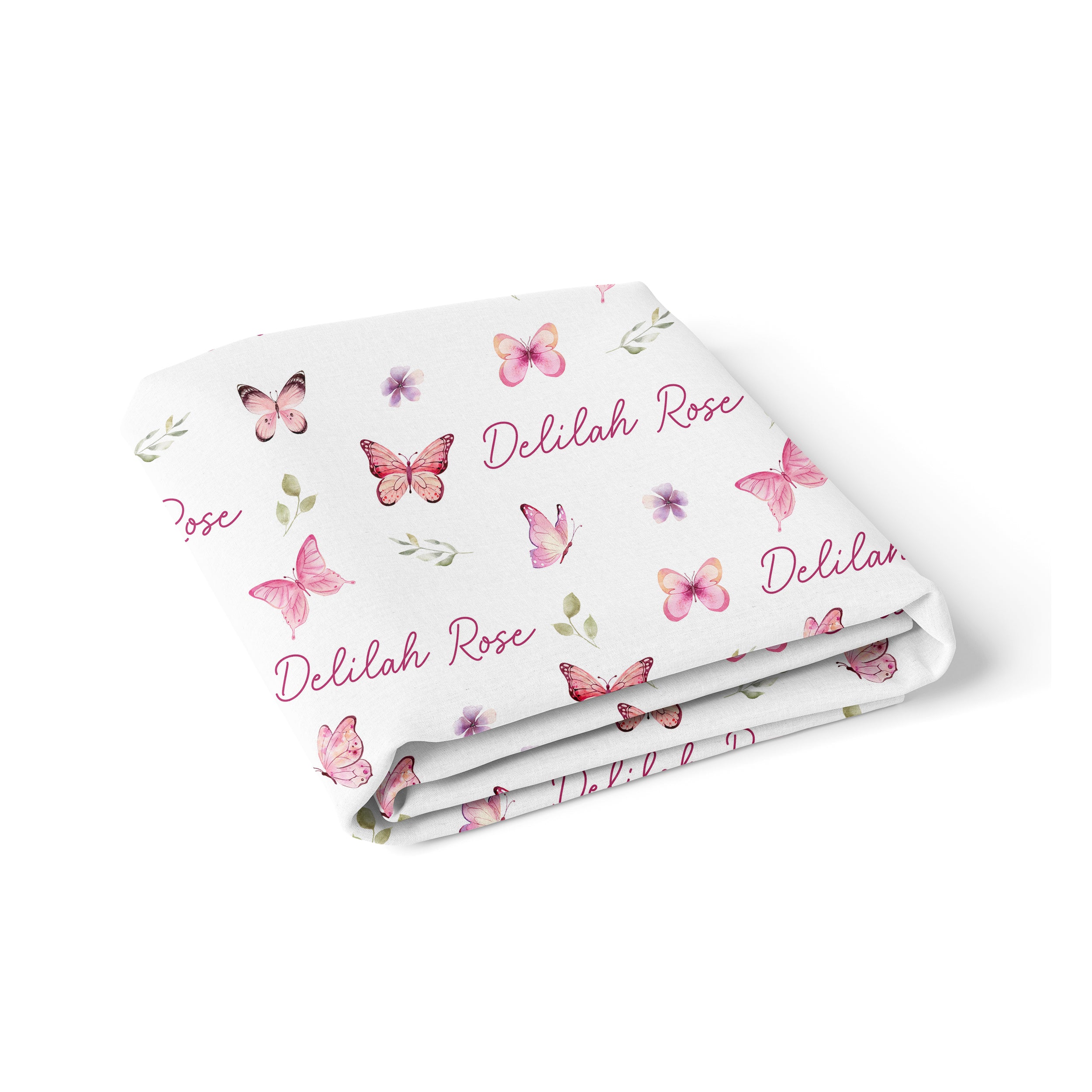 Personalized Crib Sheet in Pink Butterfly