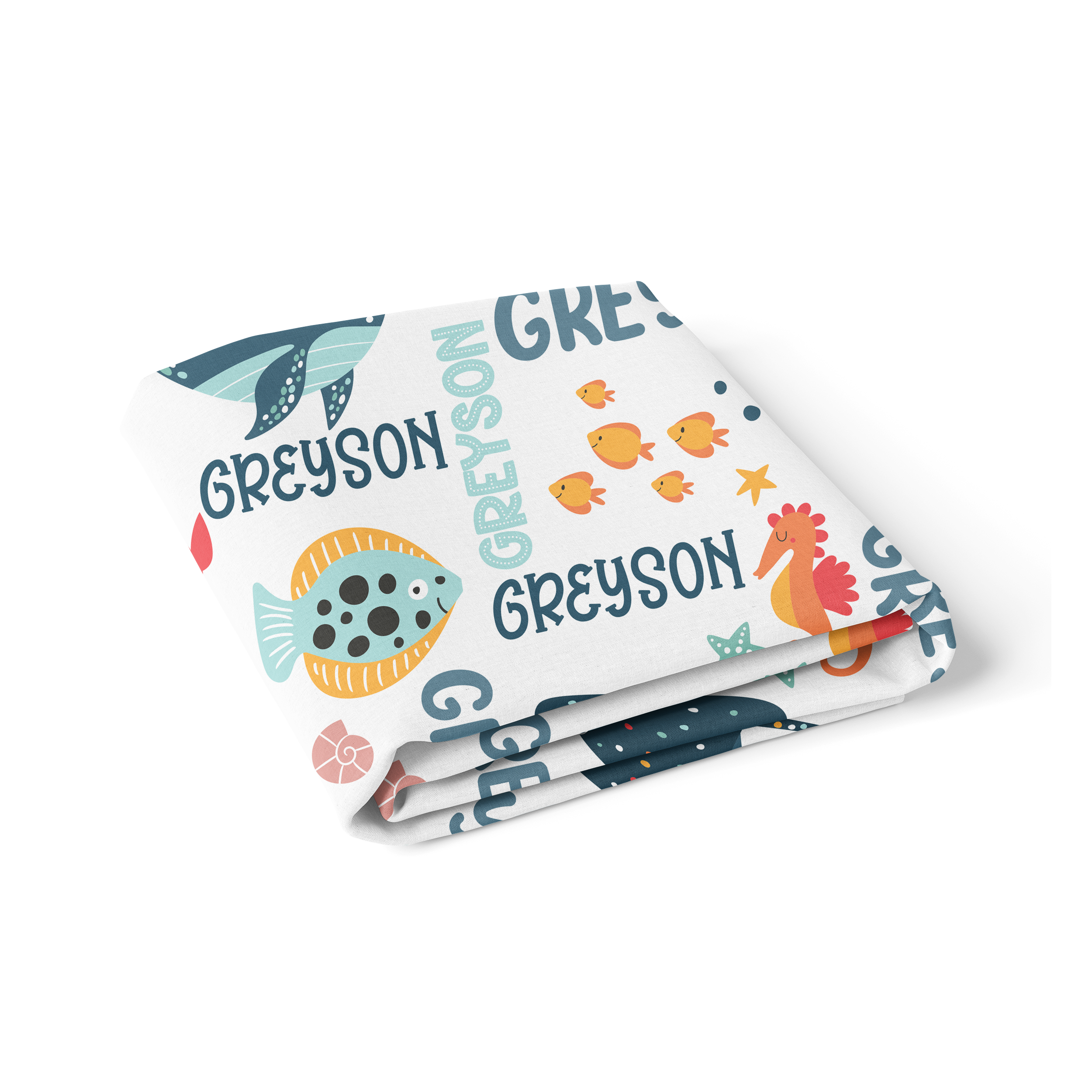 Personalized Crib Sheet in Ocean Animals