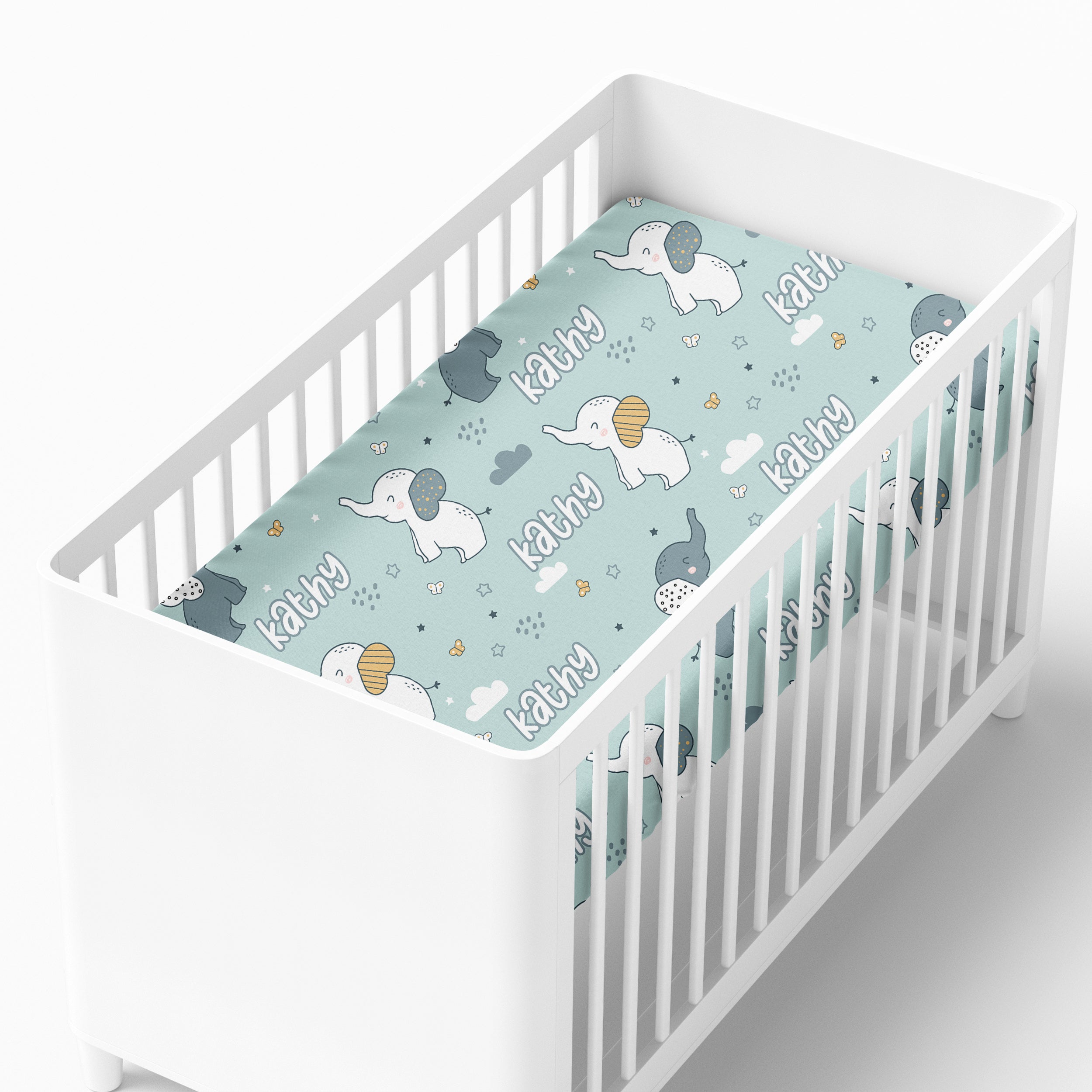 Personalized Crib Sheet in Elephant