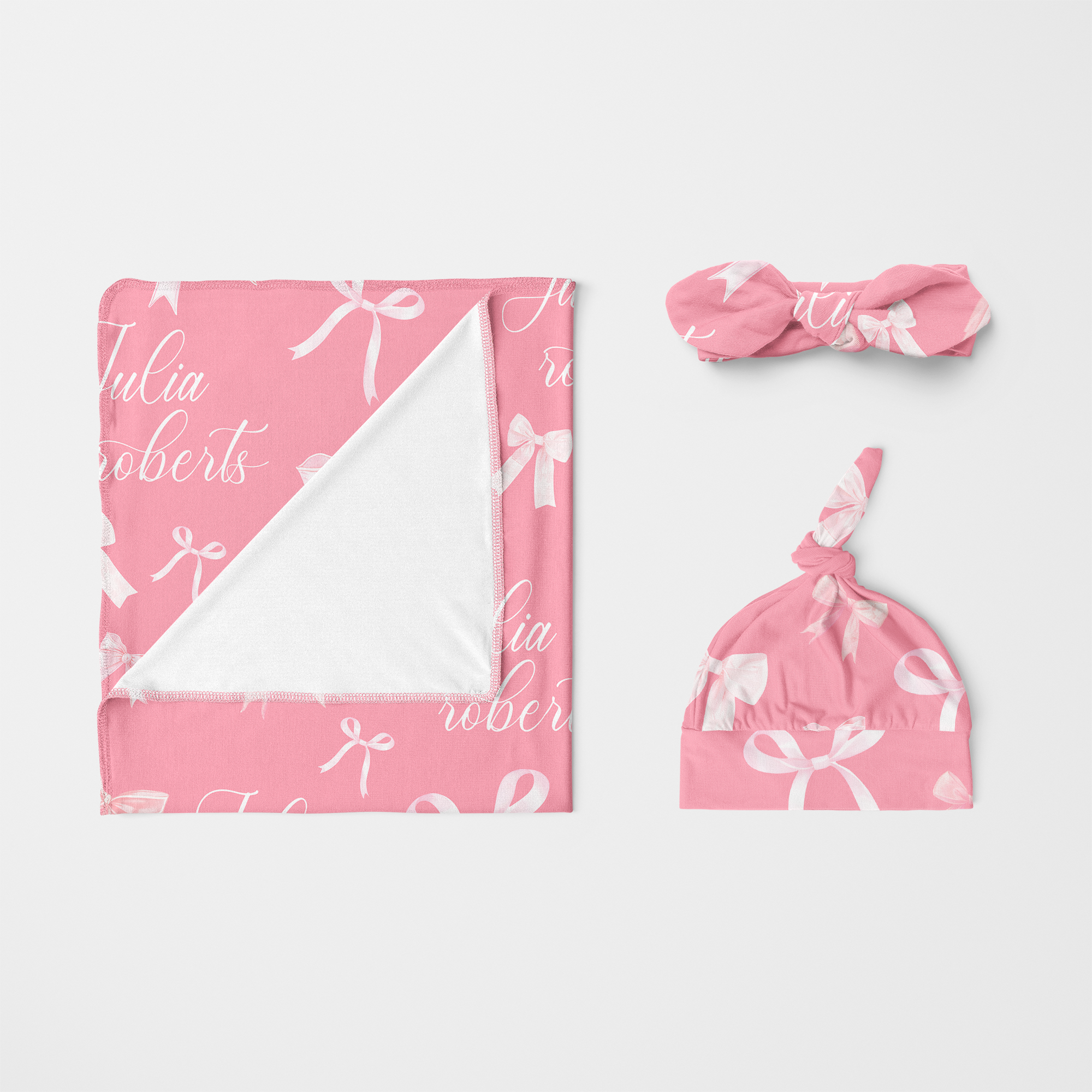 Personalized Swaddle in Pink Coquette Bow