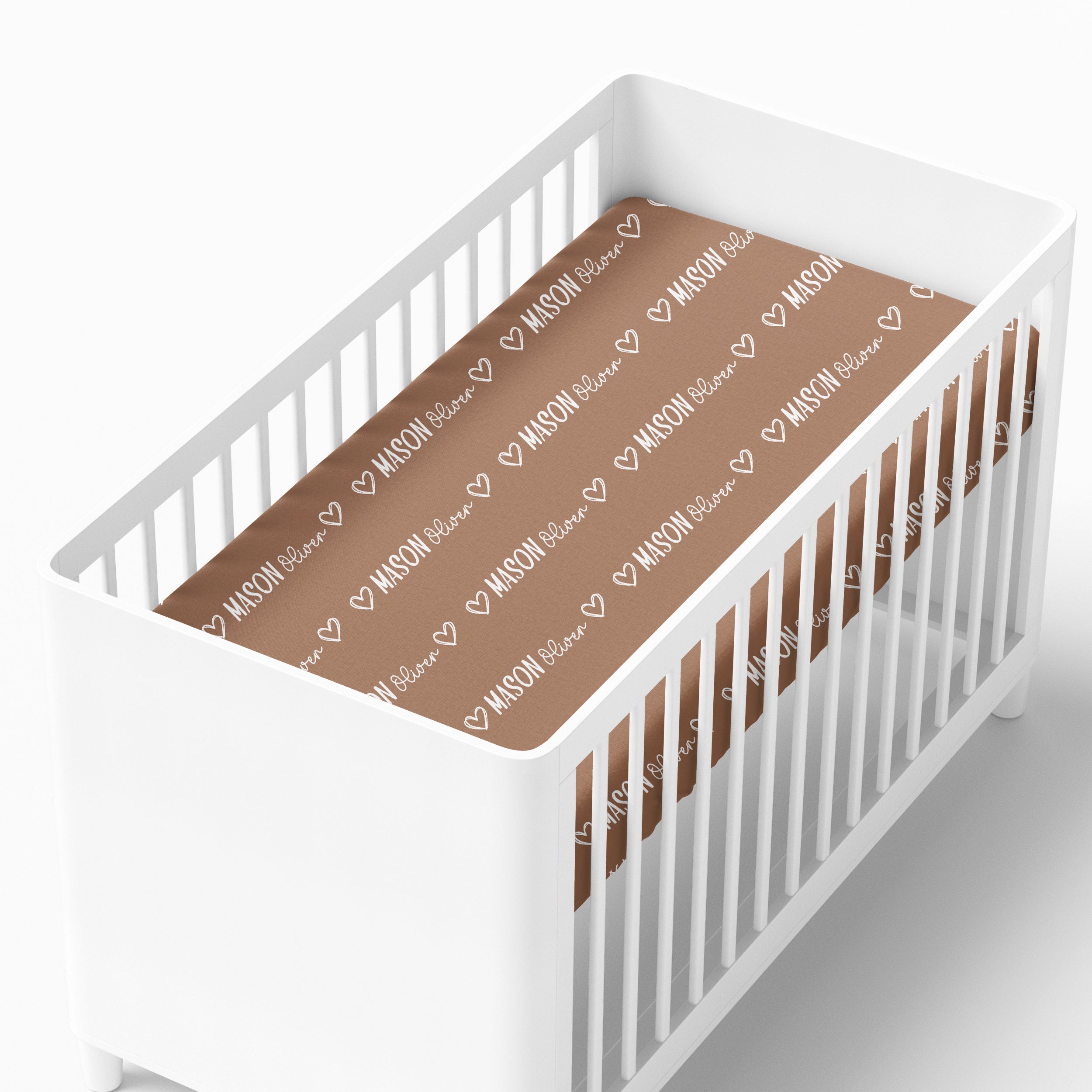 Personalized Crib Sheet Mono Name in Camel