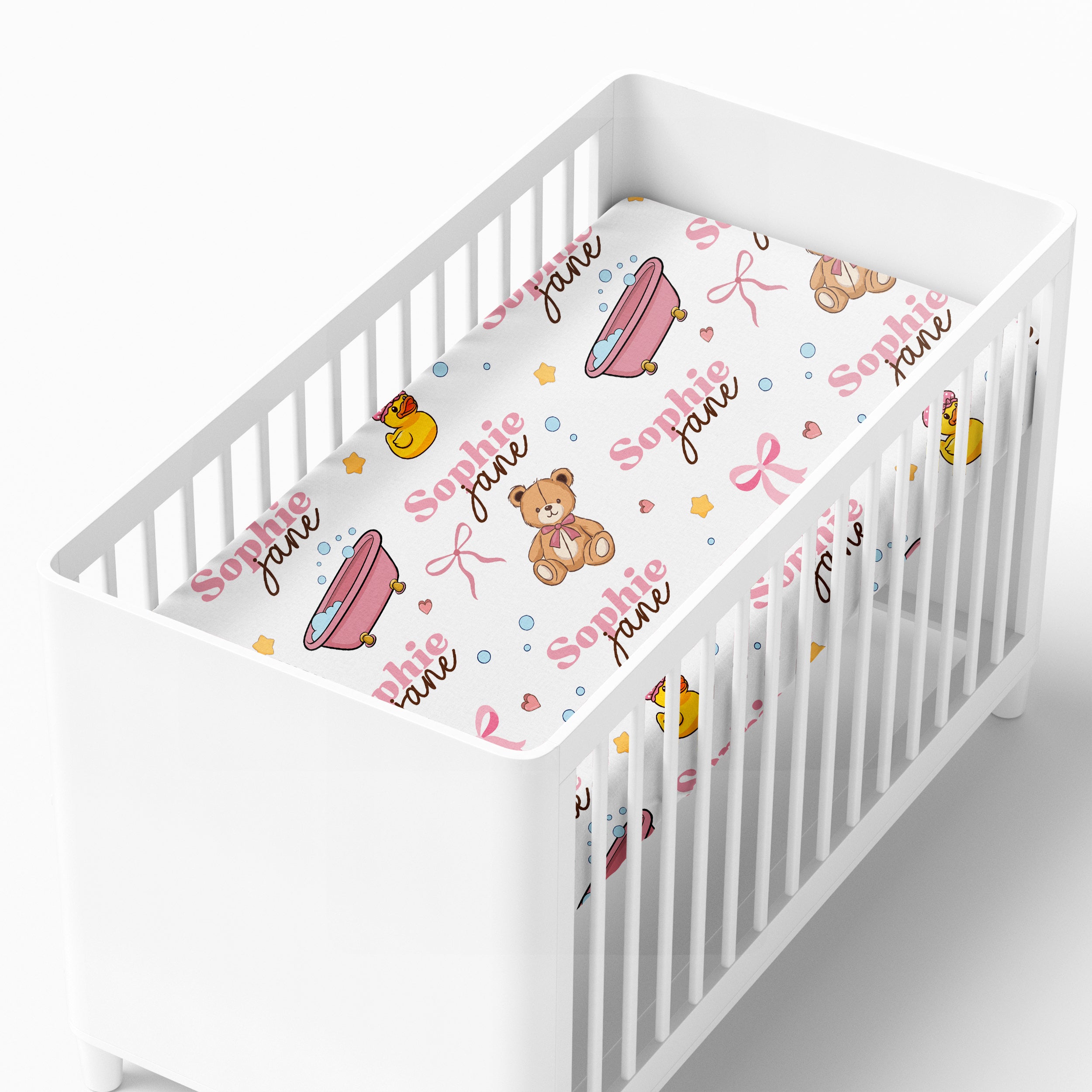 Personalized Crib Sheet in Bathtime Besties