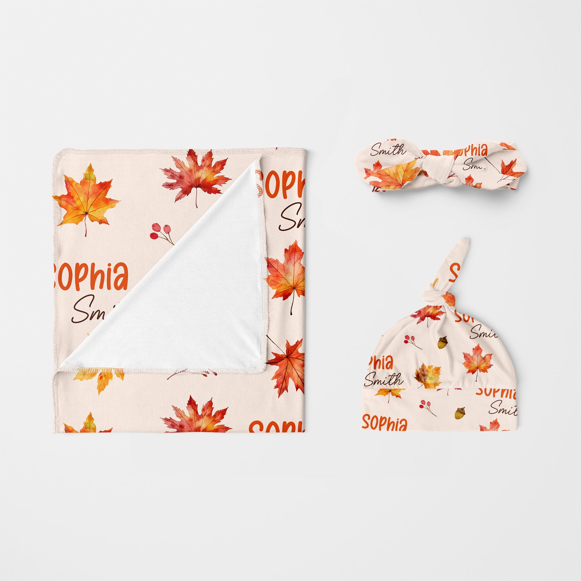 Personalized Knotted Headband in Autumn Leaves