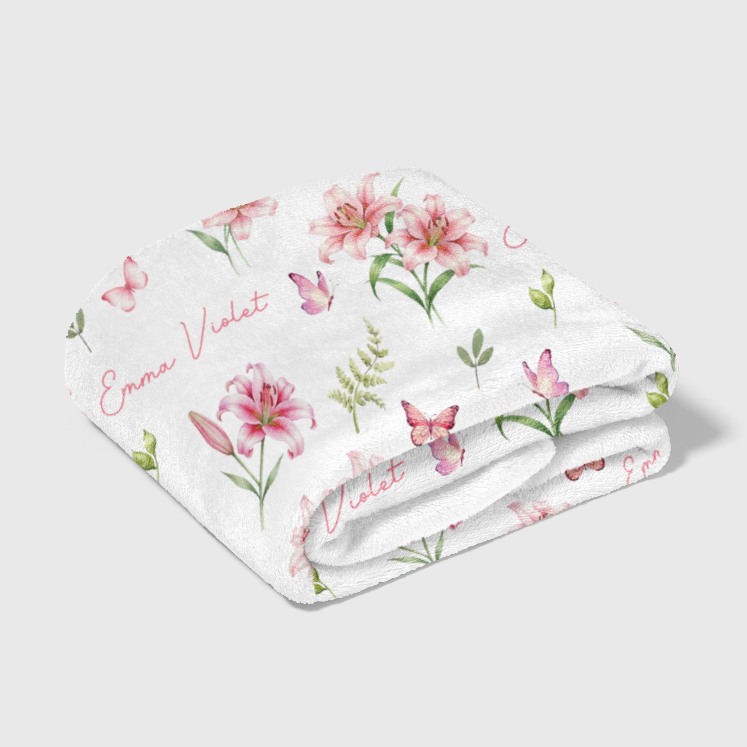 Personalized Blanket in Pink Lilys