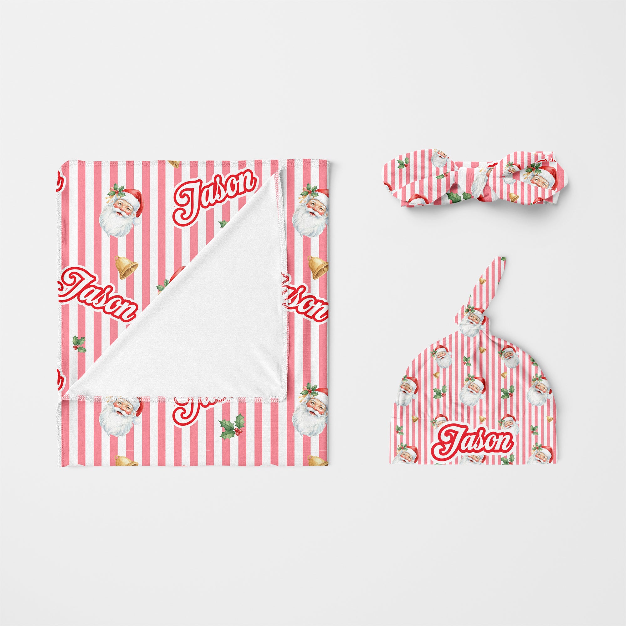 Personalized Knotted Hat in Santa Baby