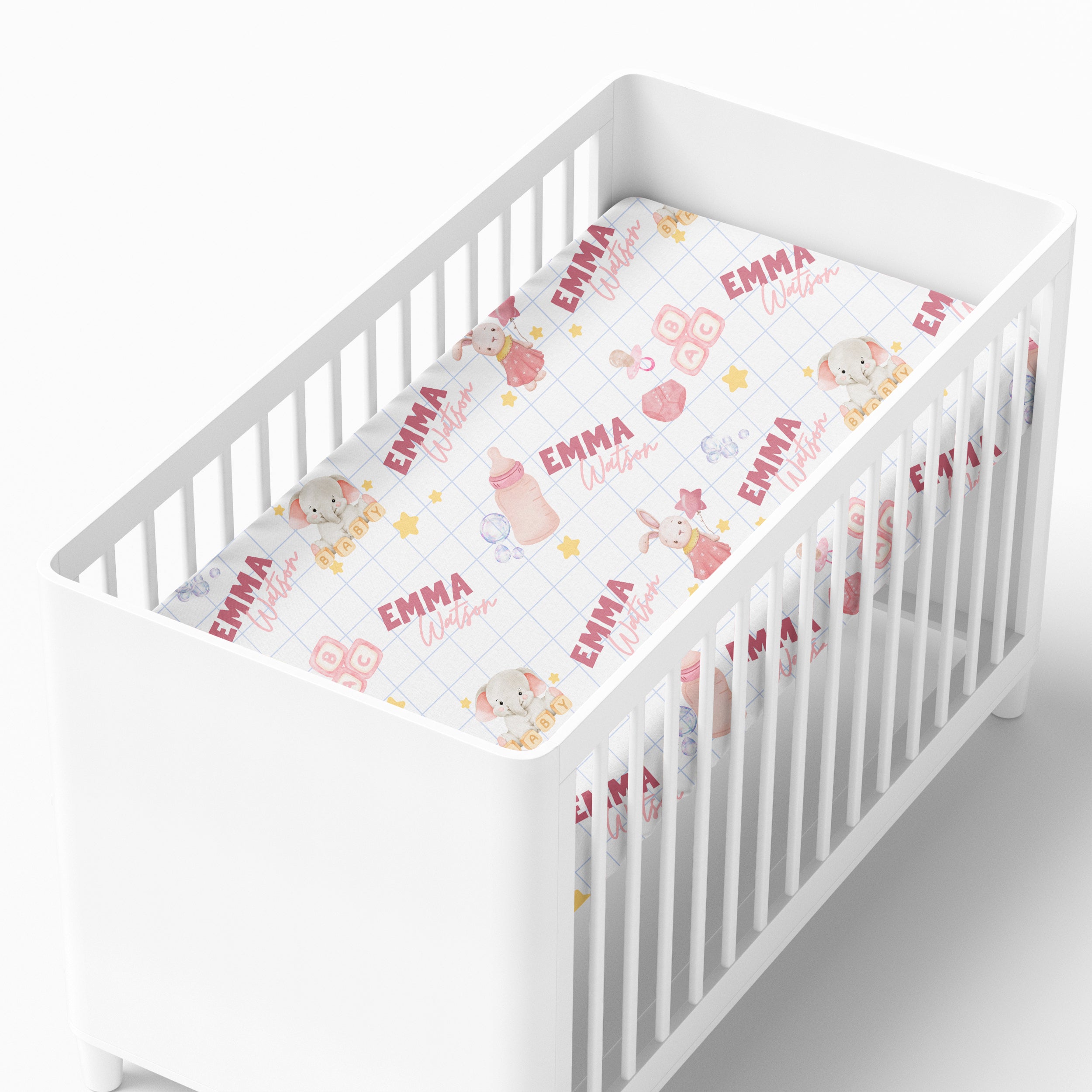 Personalized Crib Sheet in Pink Milk Drunk